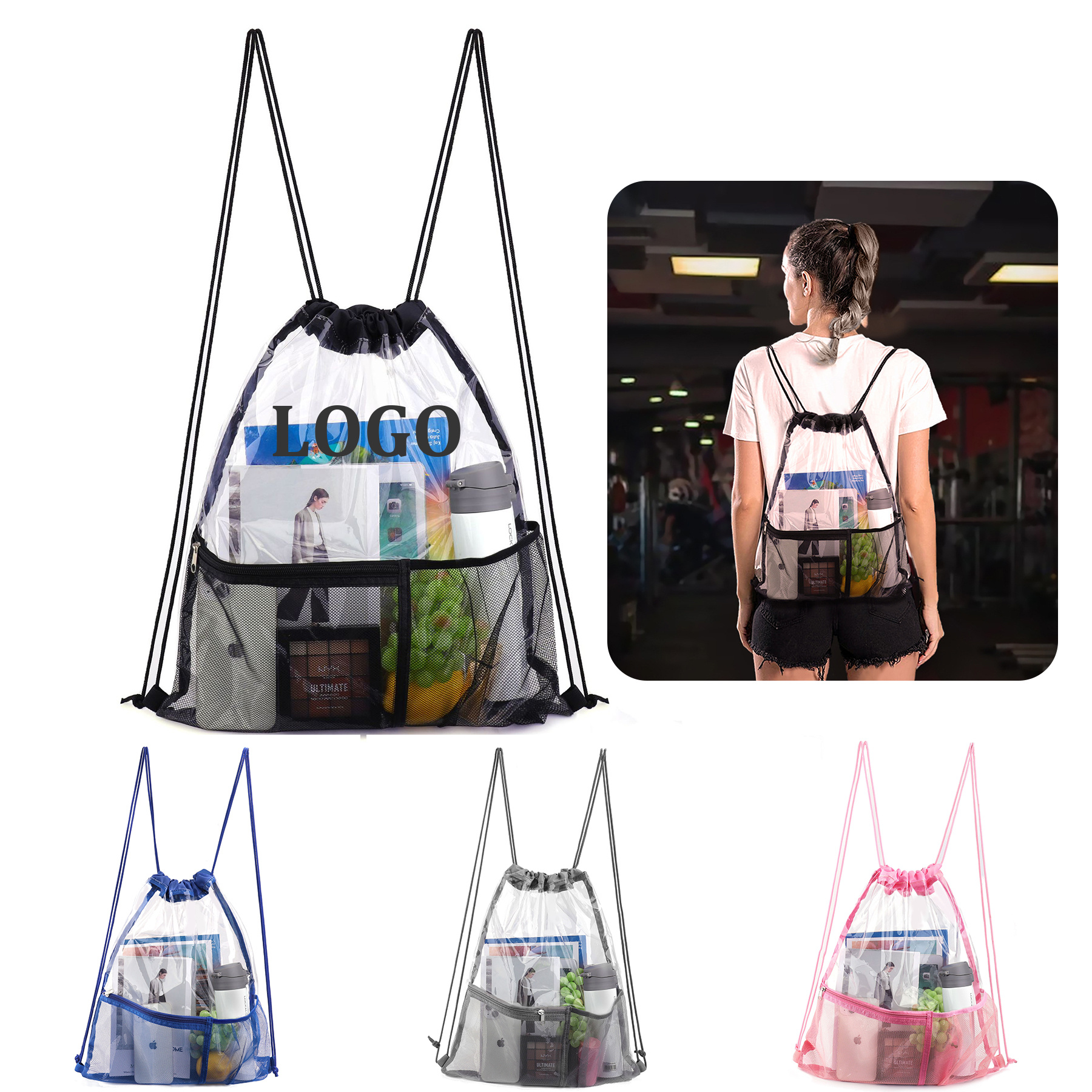 Clear Drawstring Backpack 1