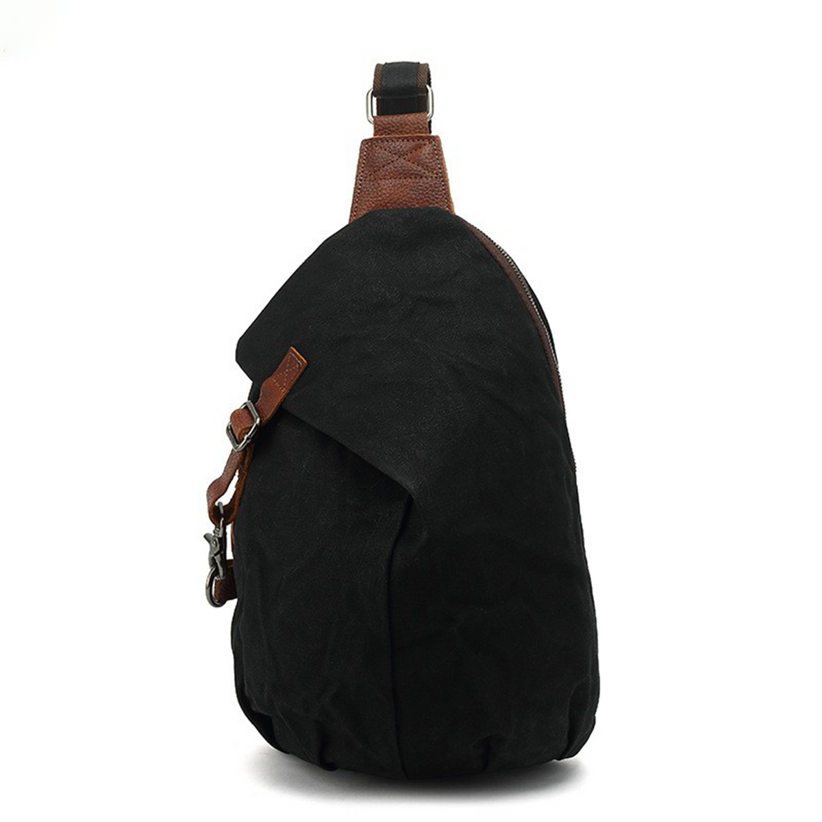 Men's Sling Backpack Waxed Canvas Crossbody Bag - Thumbnail 2