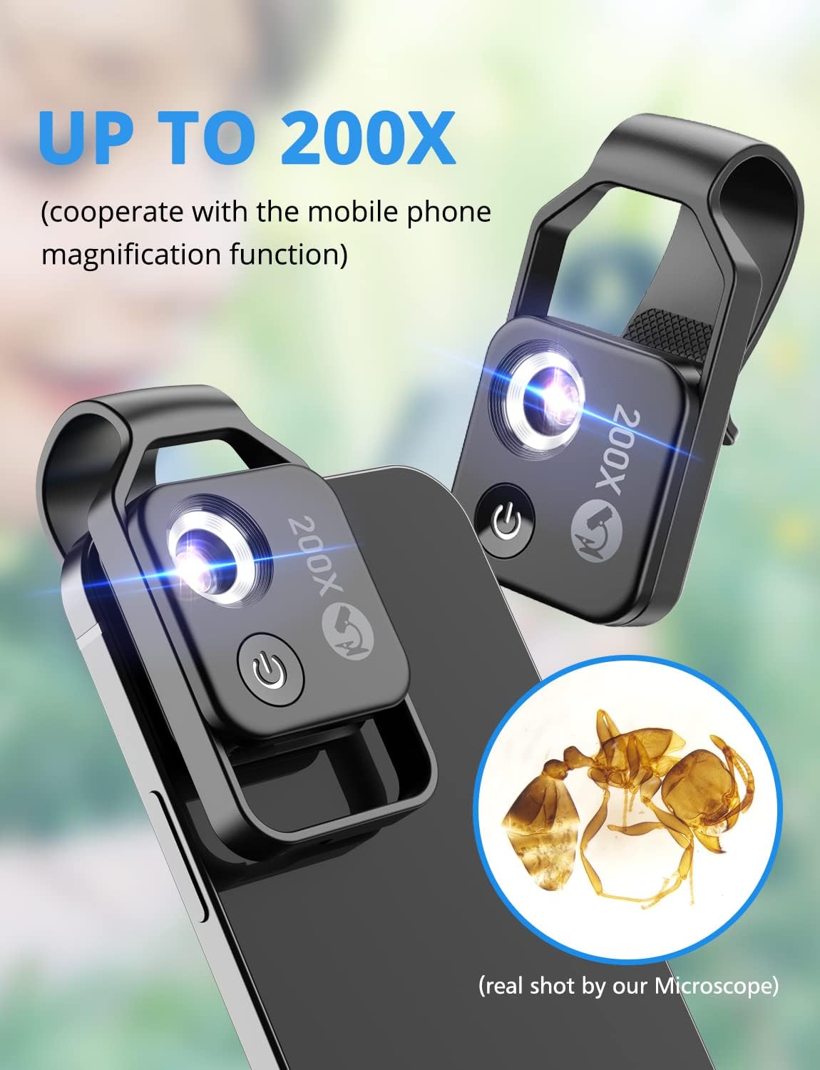 200X Phone Mini Pocket Microscope With LED Light 8