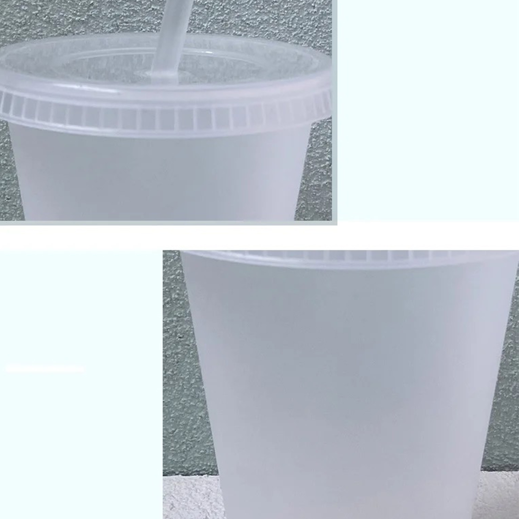 16oz Reusable Frosted Plastic Straw Cup 7