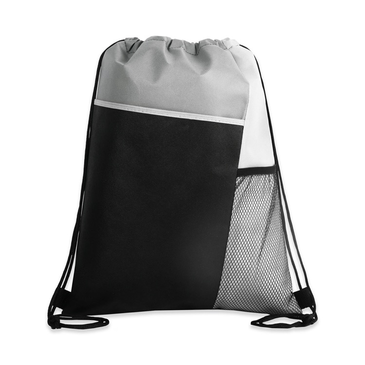 Tri Color Drawstring Backpack with Front Mesh Pocket 87