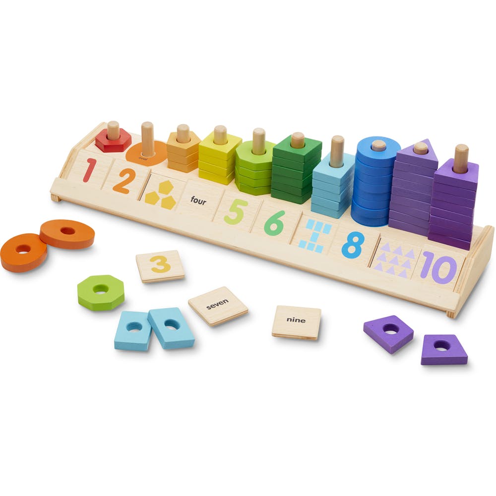 Melissa & Doug Counting Stackers - 55 Shapes 10 Tiles 3