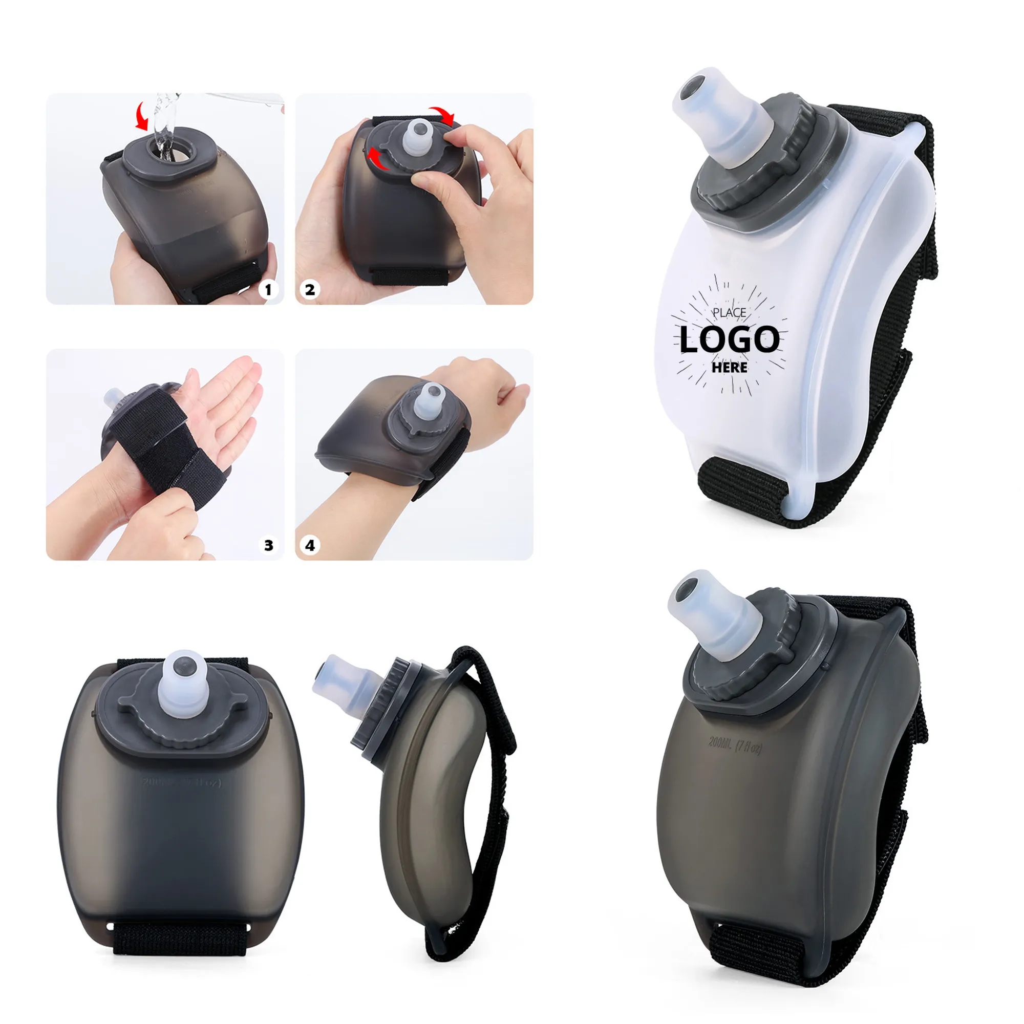 Silicone Running Folded Wrist Water Bottle