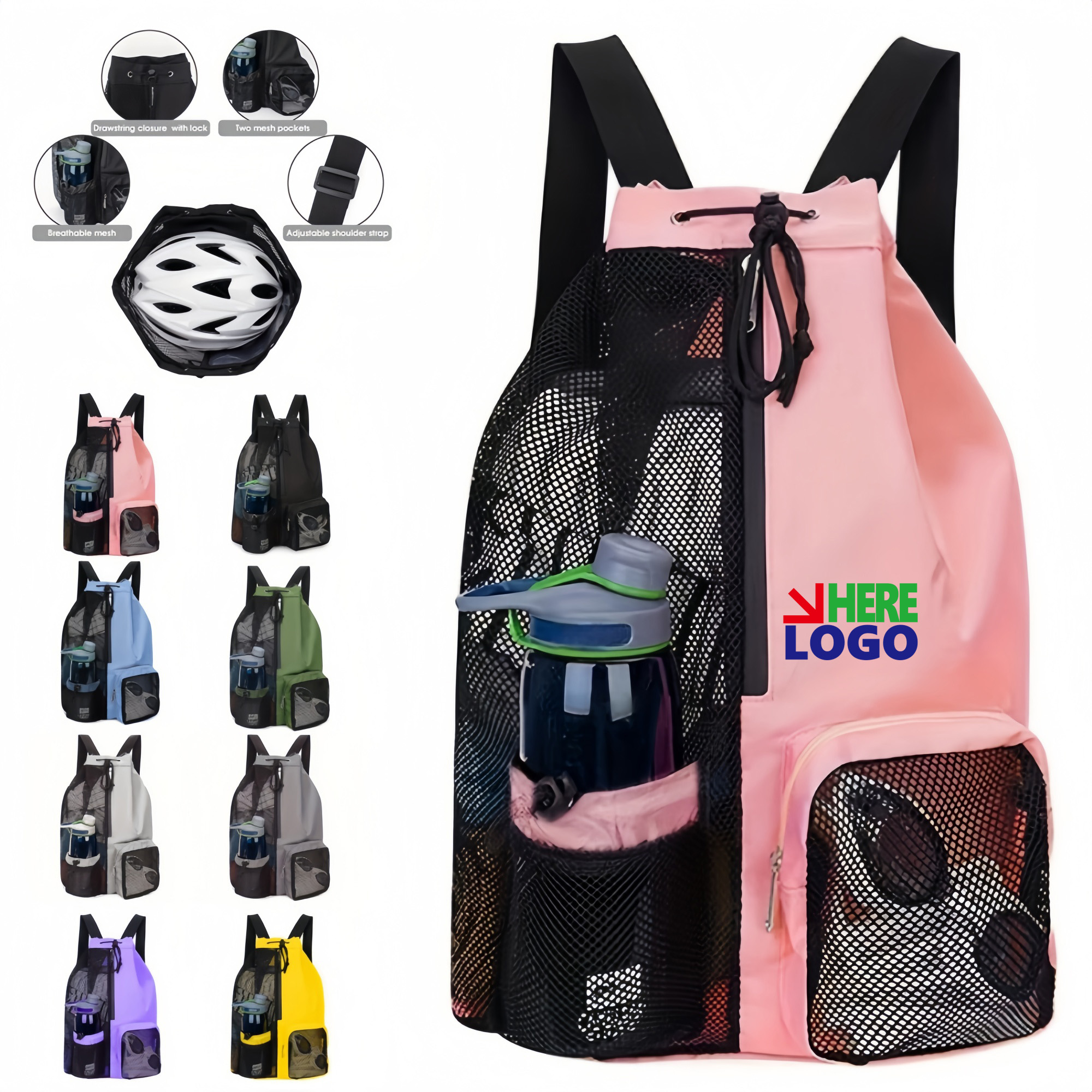 Swimming Bag With Mesh Drawstring Backpack 4