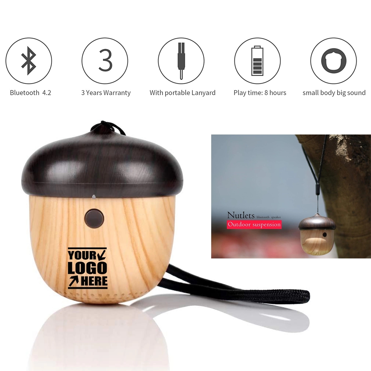 Nuts Mini Bluetooth Speaker With Wood Graining Design