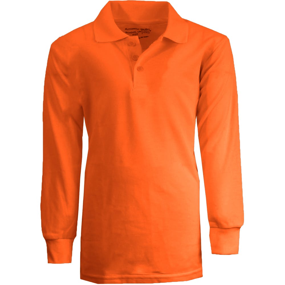 Boys' Uniform Polo Shirts - Sizes 8 - 14 Orange Long Sleeve 2