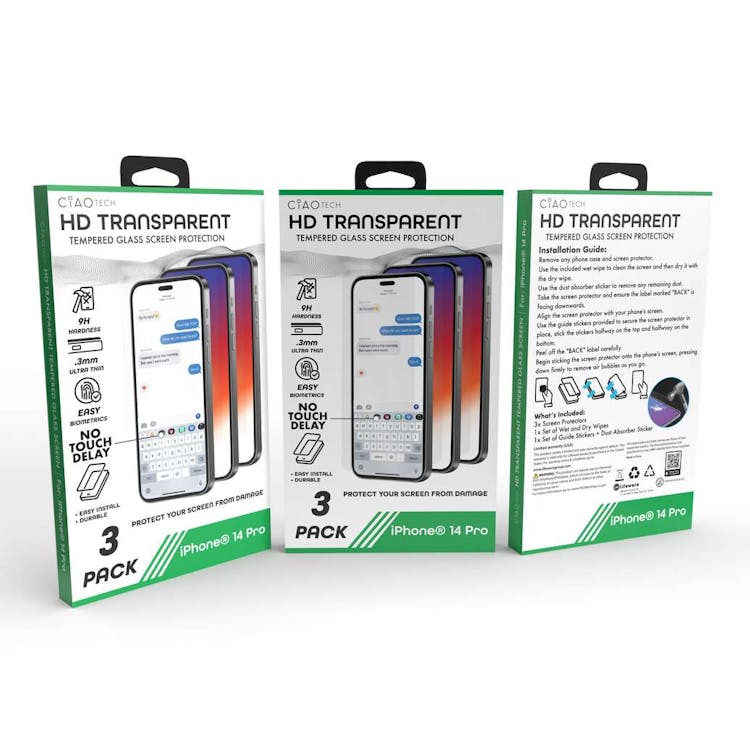 Iphone 14 Pro Glass Transparent Screen Protector 3pk 3