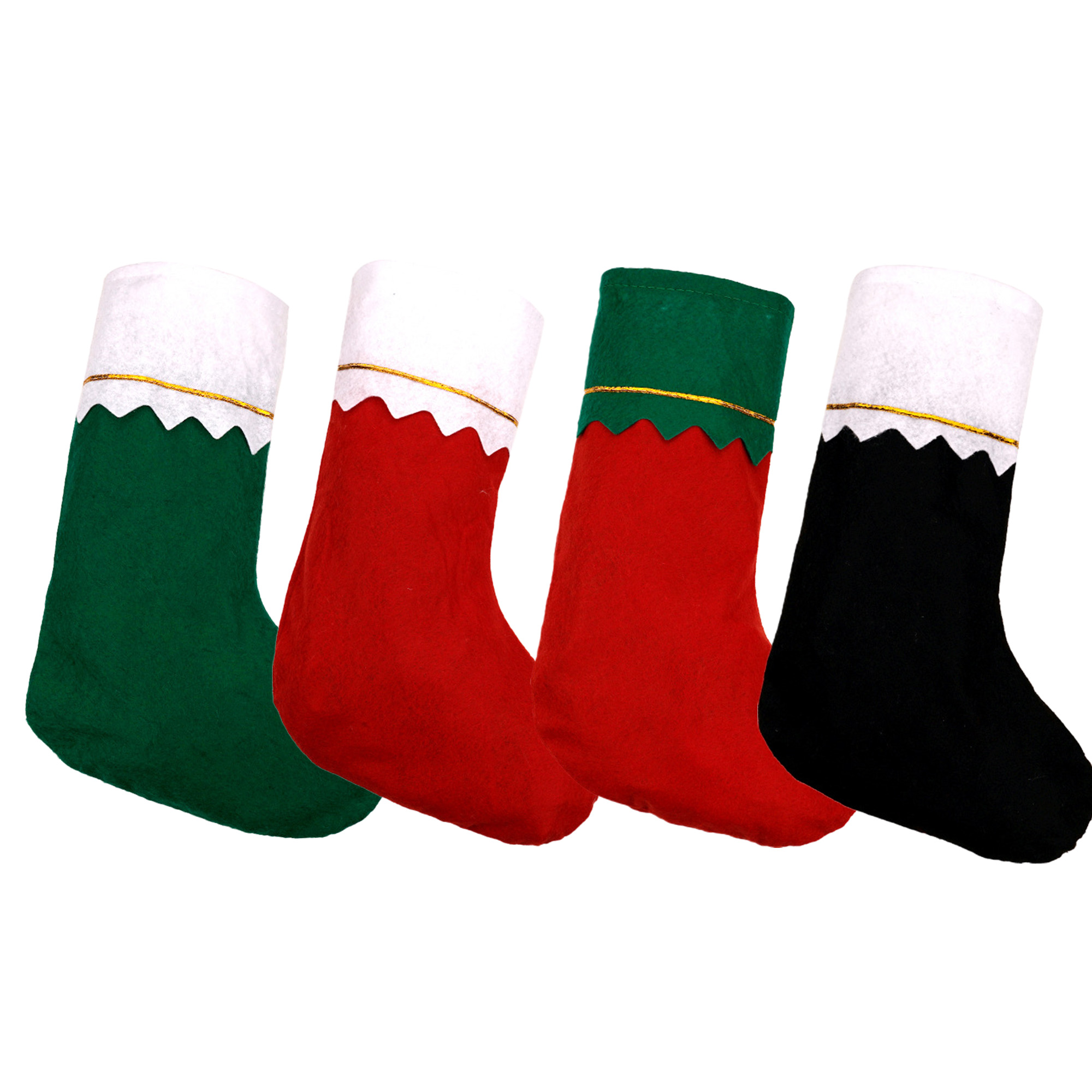 Multi-Color Christmas Stockings with Festive Gold Trim 5