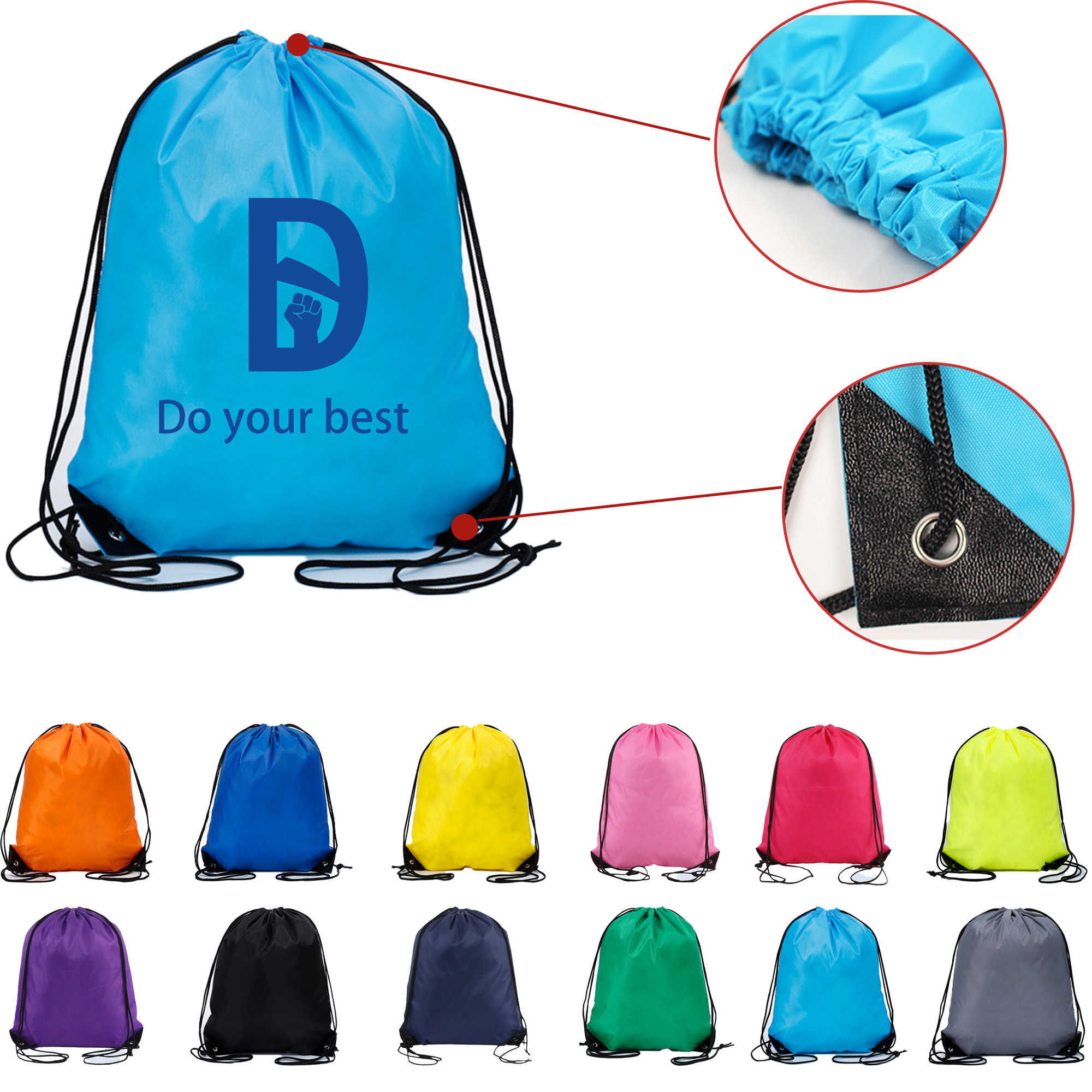 MOQ 50 210D Polyester String Bag 3