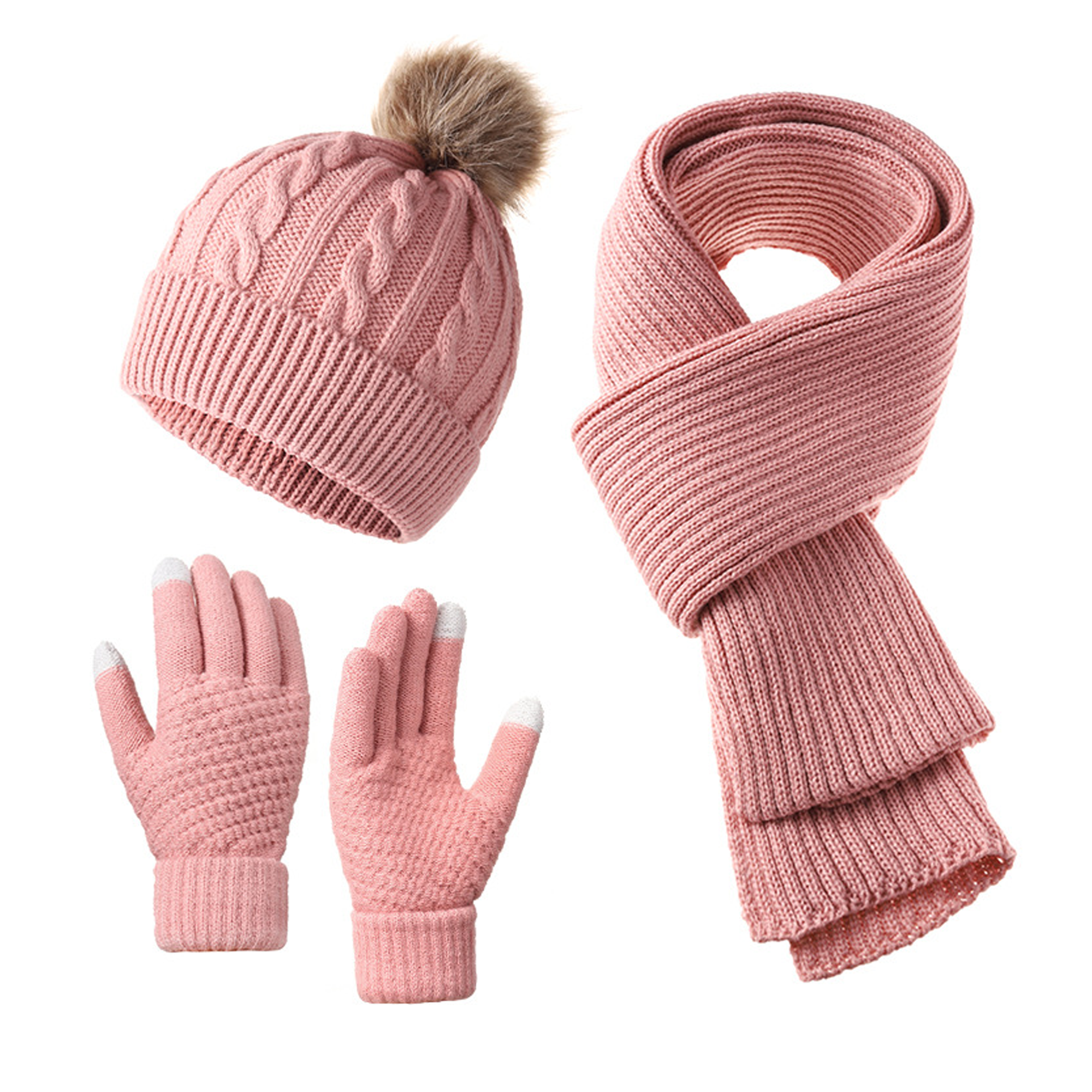 Warm Winter 3-Piece Set (Hat, Scarf, Gloves) MOQ 20 15