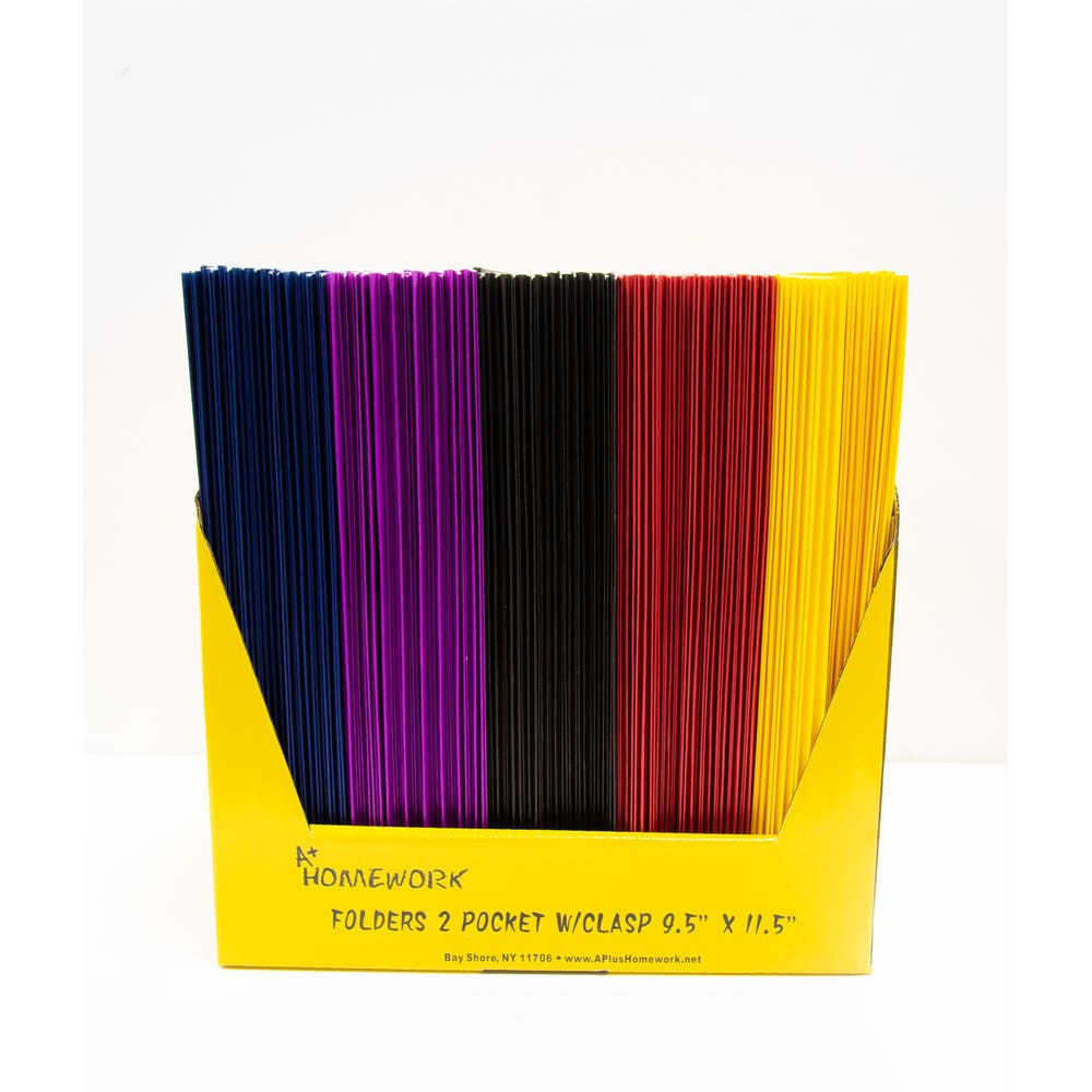 2 Pocket Paper Folders - Assorted Colors 3 Prongs 3