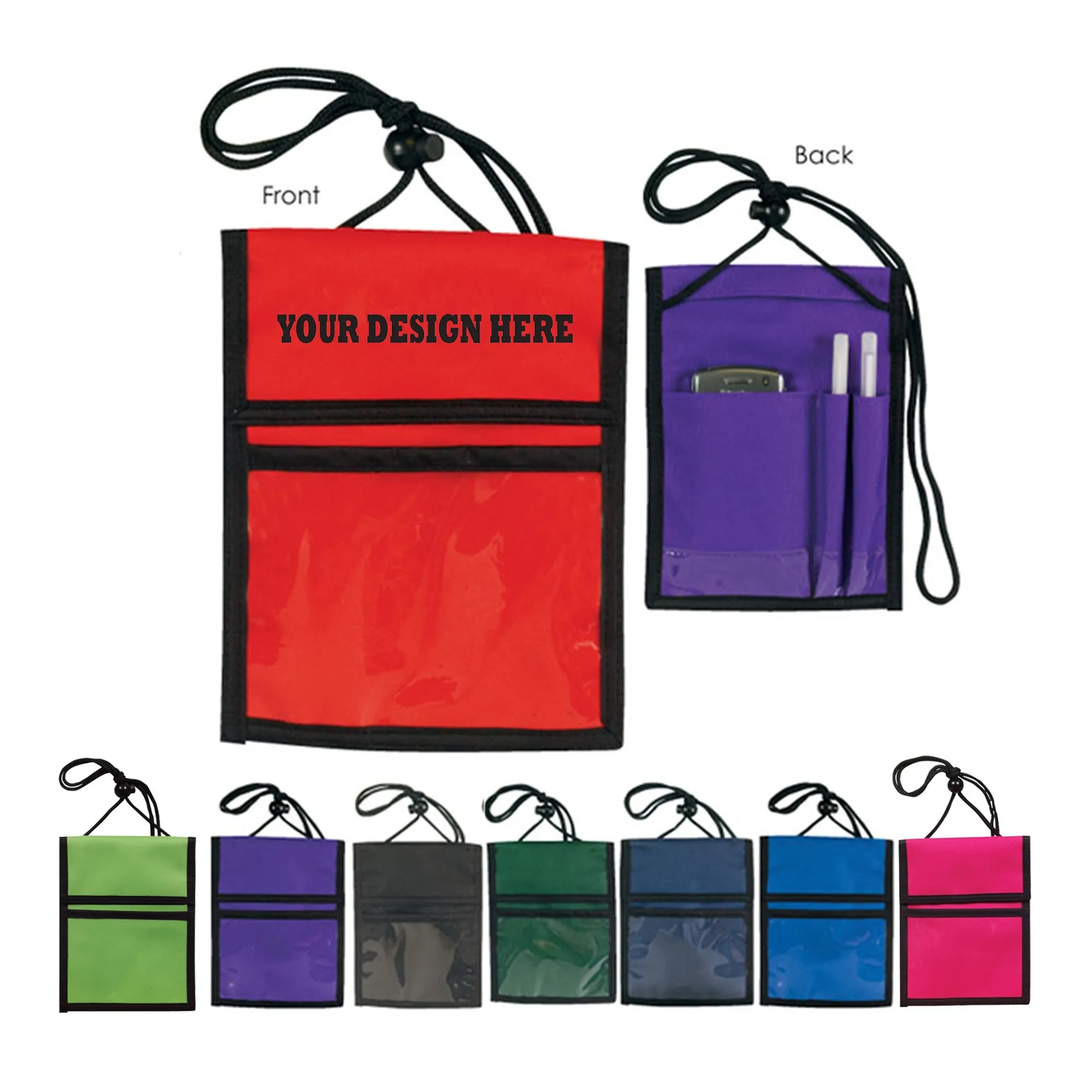 Neck Wallet Badge Holder with Pen Loop