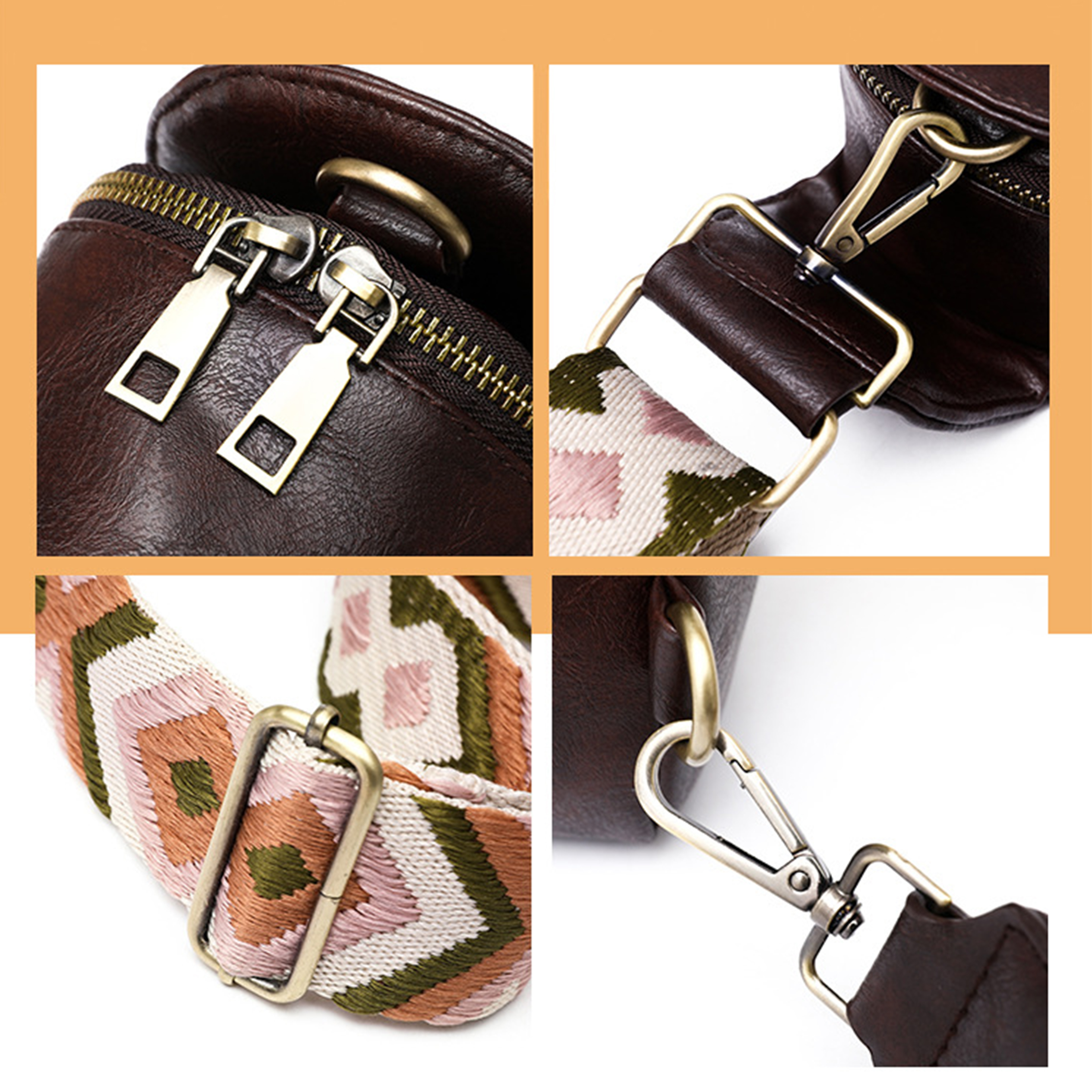 Pu Trendy Faux Leather Crossbody Bag With Geometric Strap 8