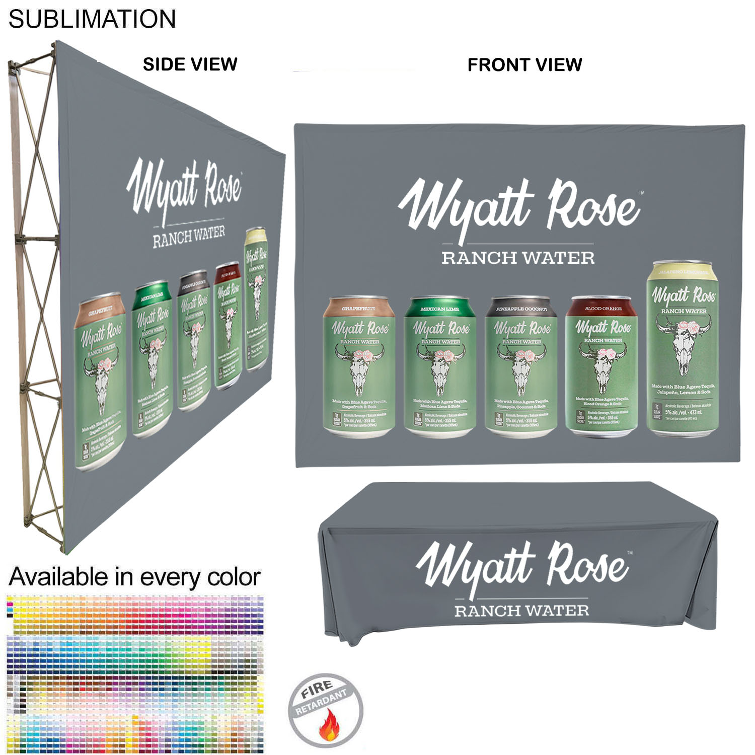 Tradeshow booth package Ultra, 10' Straight Fabric Wall Display and Premium 8' tablecloth open back 8