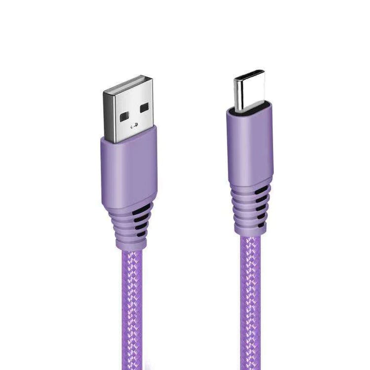 USB Type C Braided Nylon Cable - 6' Lilac 3