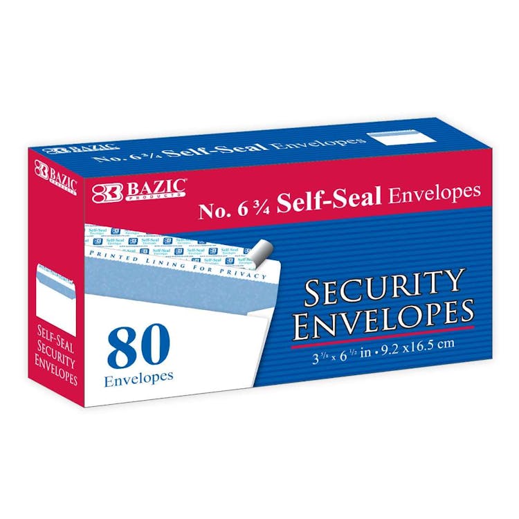 #6 3/4 Self-Seal Security Envelopes - 80 Piece 2