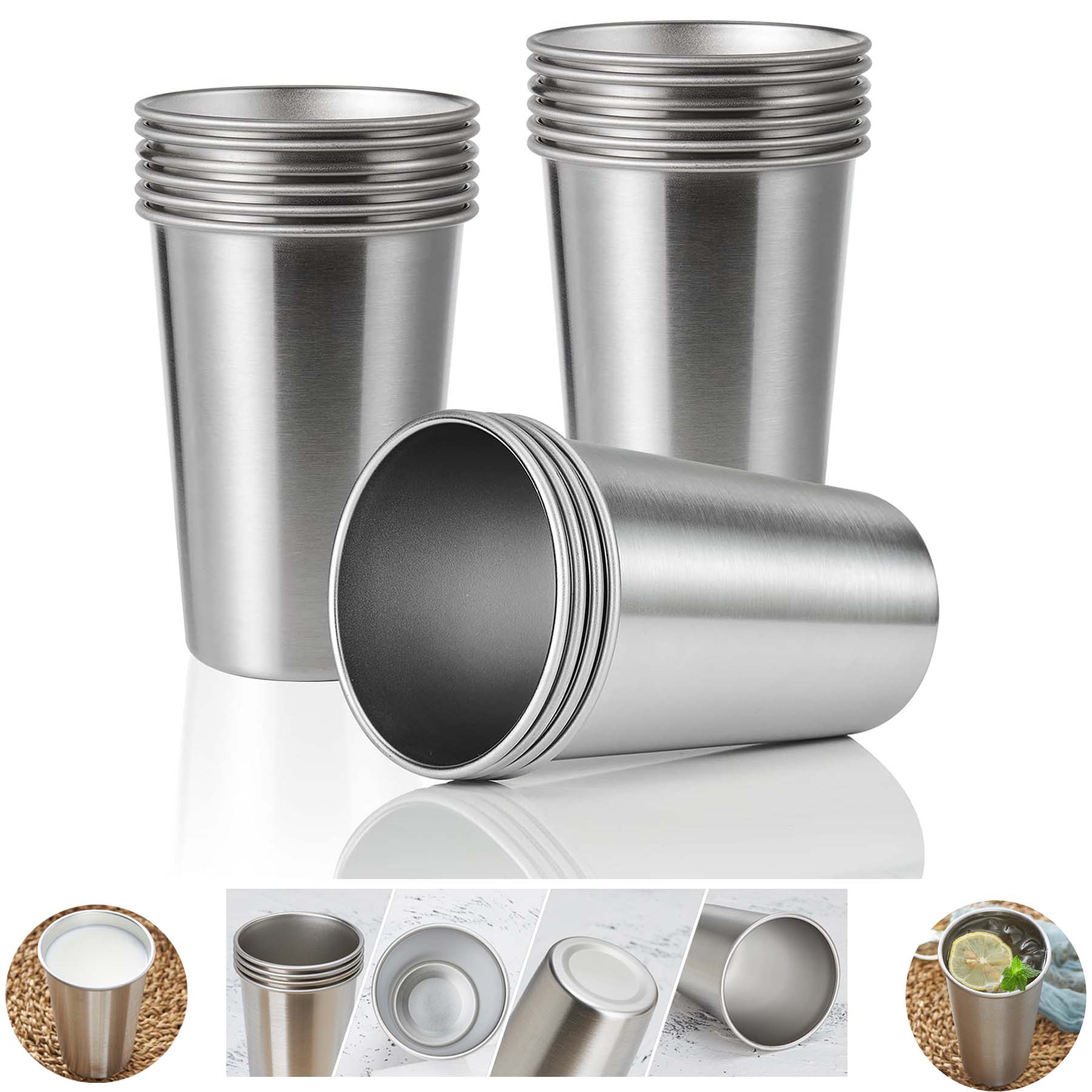 16 oz Stainless Steel Pint Cup Water Tumbler