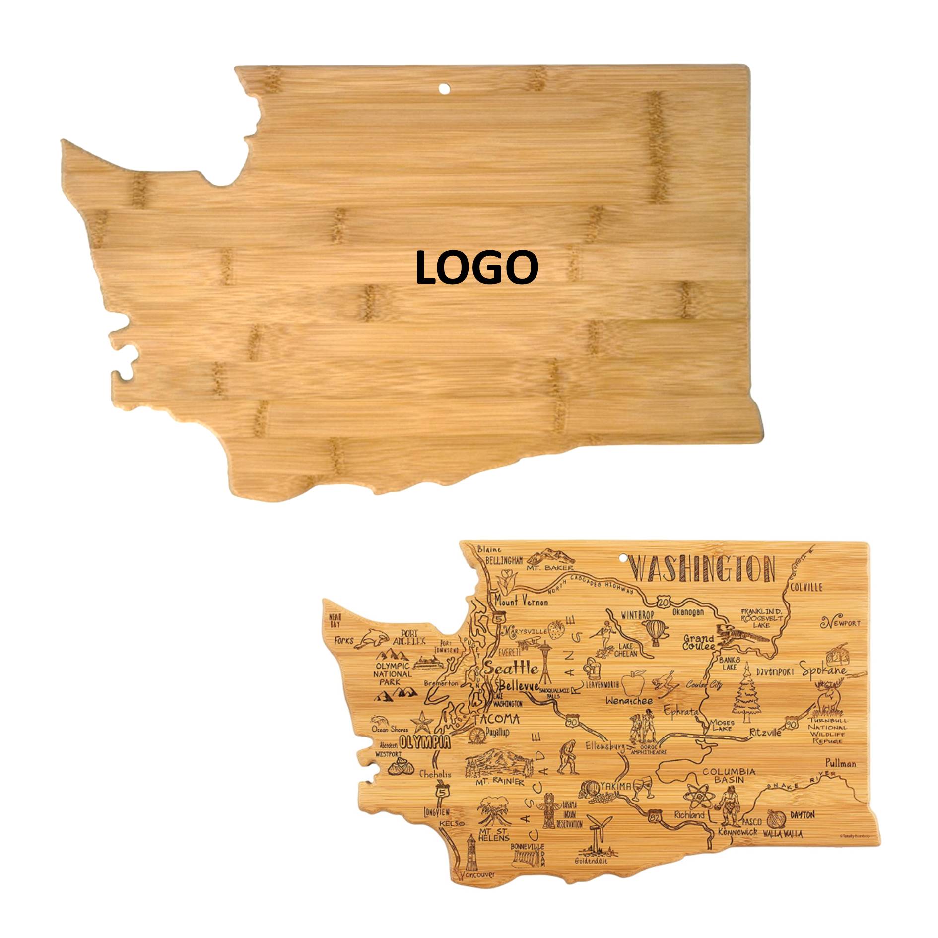 Washington Shaped Wooden Cutting Board