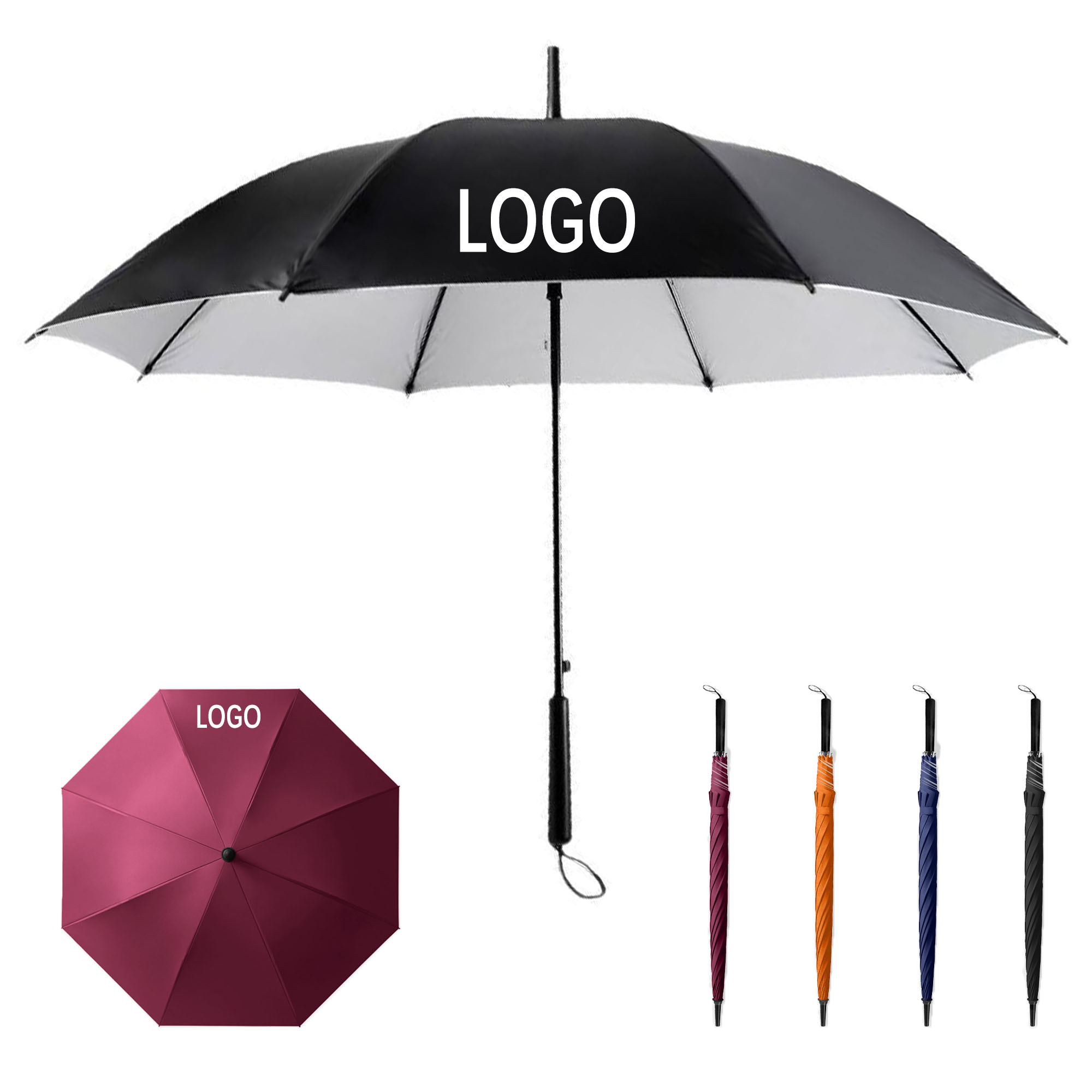 MOQ10 Automatic Long Handle Golf Umbrella 8 Ribs 39.37" 5
