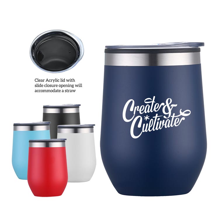 12 oz. Powder-Coated SS Outer with Polypropylene Inner Tumbler Wine Cup 17