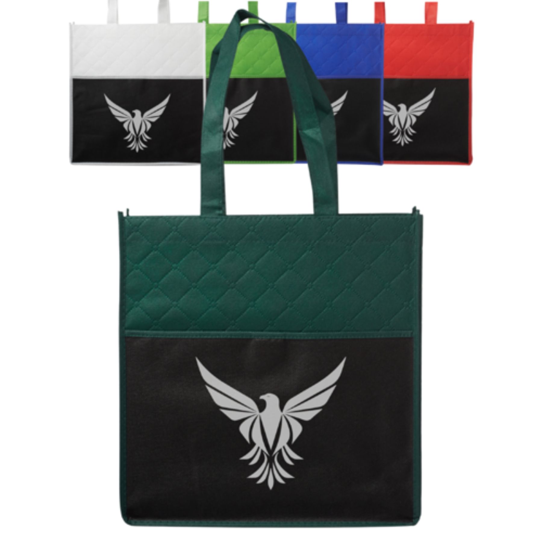 130 GSM Reusable Quilted Pocket Shopping Tote Bag W/ Gusset (13" x 13.75" x 3")