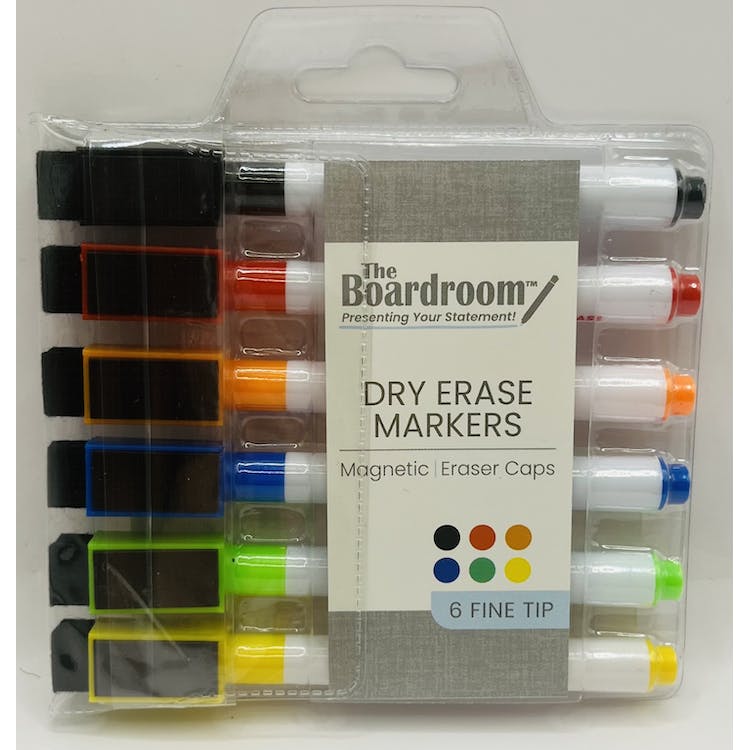 Dry Erase Markers - Magnetic Eraser Caps 6 Colors 3