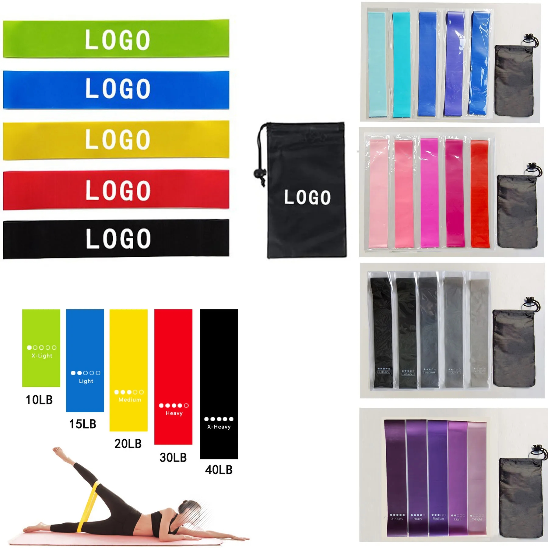 TPE Yoga Fitness Resistance Bands Loop Set