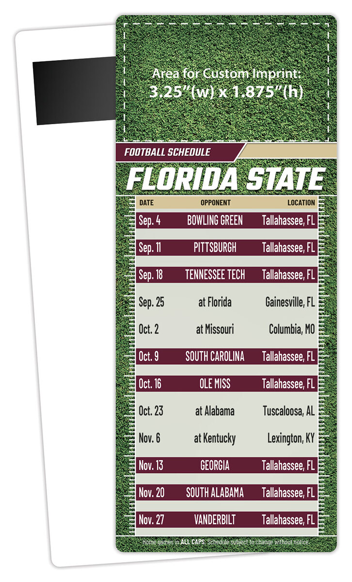 Football Schedule Laminated Card/Postcard with Magnet Strip 3.5x8.5 - 14 pt.