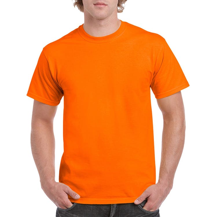 Gildan Cotton Men's T-Shirts Safety Orange XL 2
