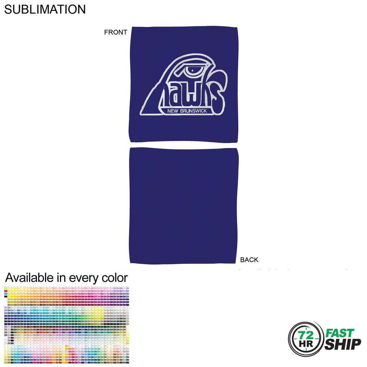 fiel 72 Hr Fast Ship - Colored Microfiber Dri-Lite Terry Fan Cheering Skate Towel 12x12 Sublimated #SU206-22