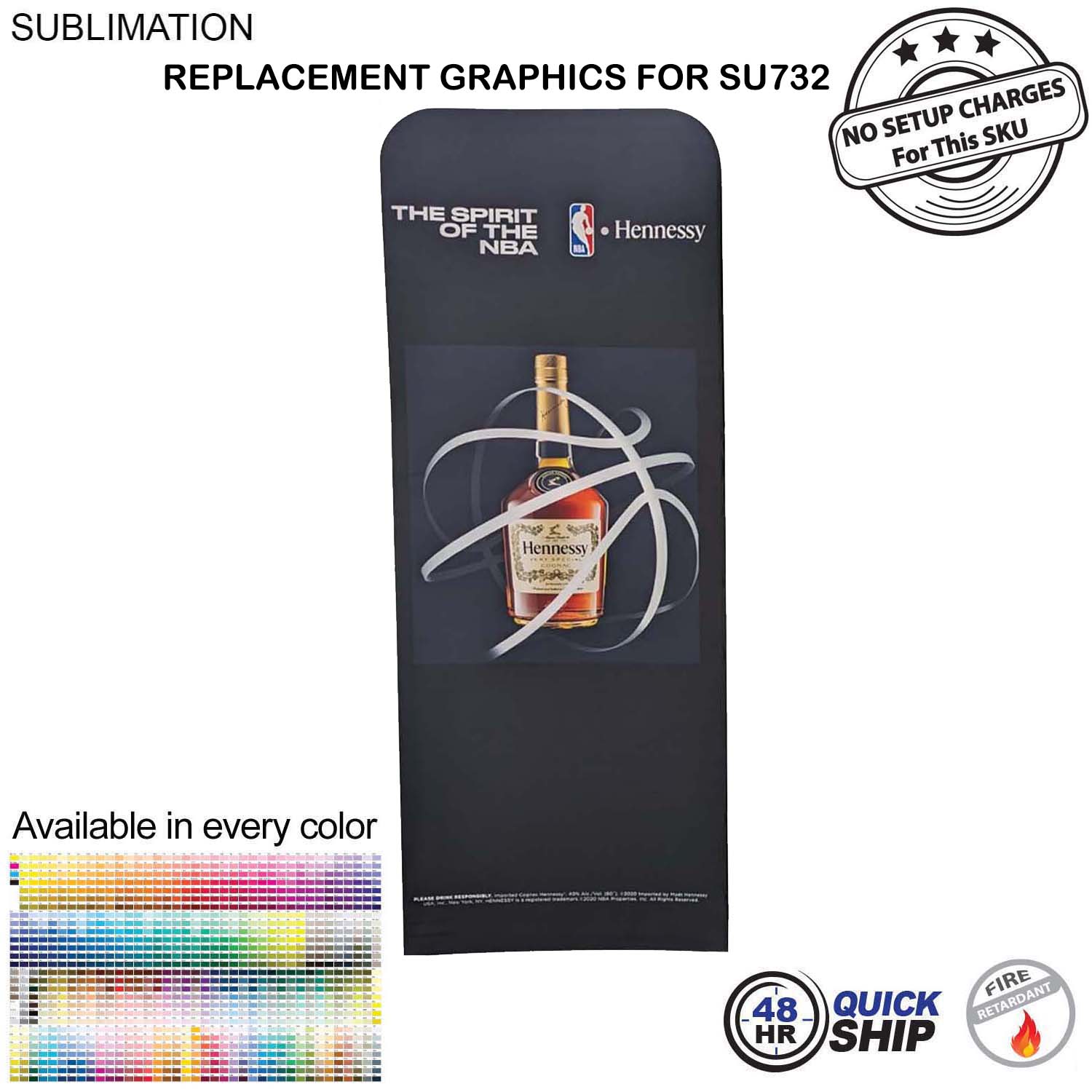 48Hr Quick Ship - Replacement Graphics Double Sided 3'W x 96"H EuroFit Tension Fabric Slip on Cover 4