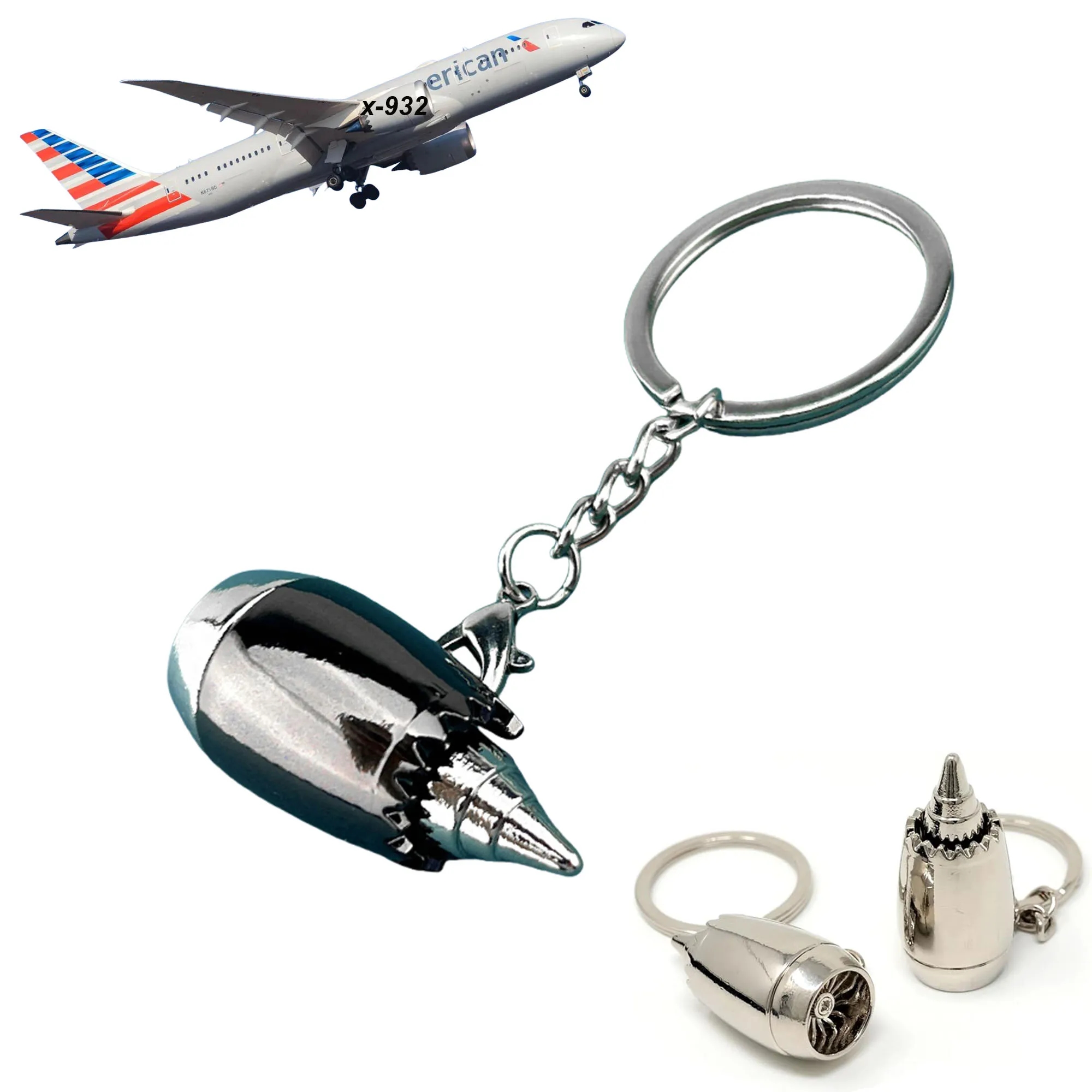 Metal Aircraft Engine Keychain 4