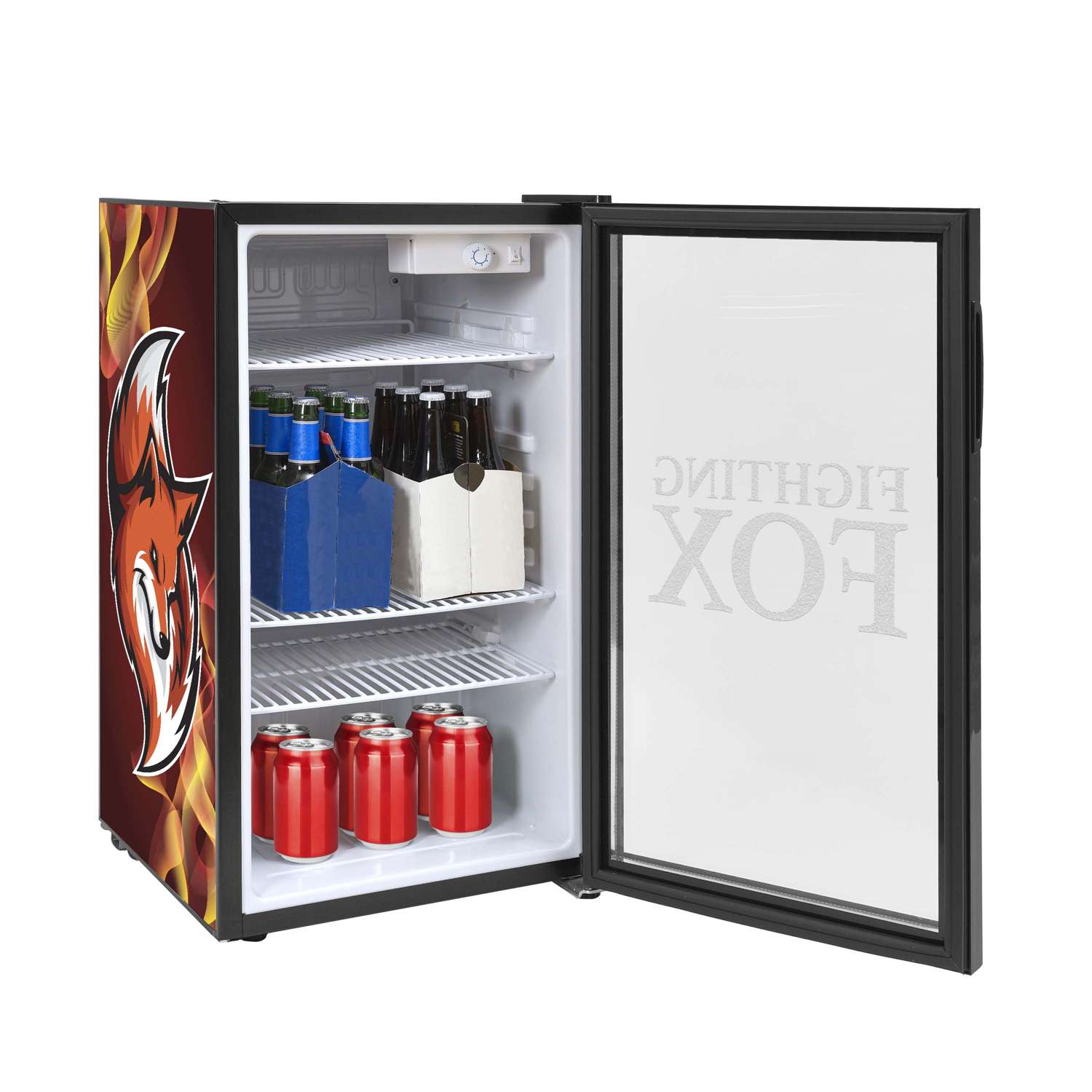 80L Large Countertop Fridge, Wrap Graphic w/ Glass Etching 5