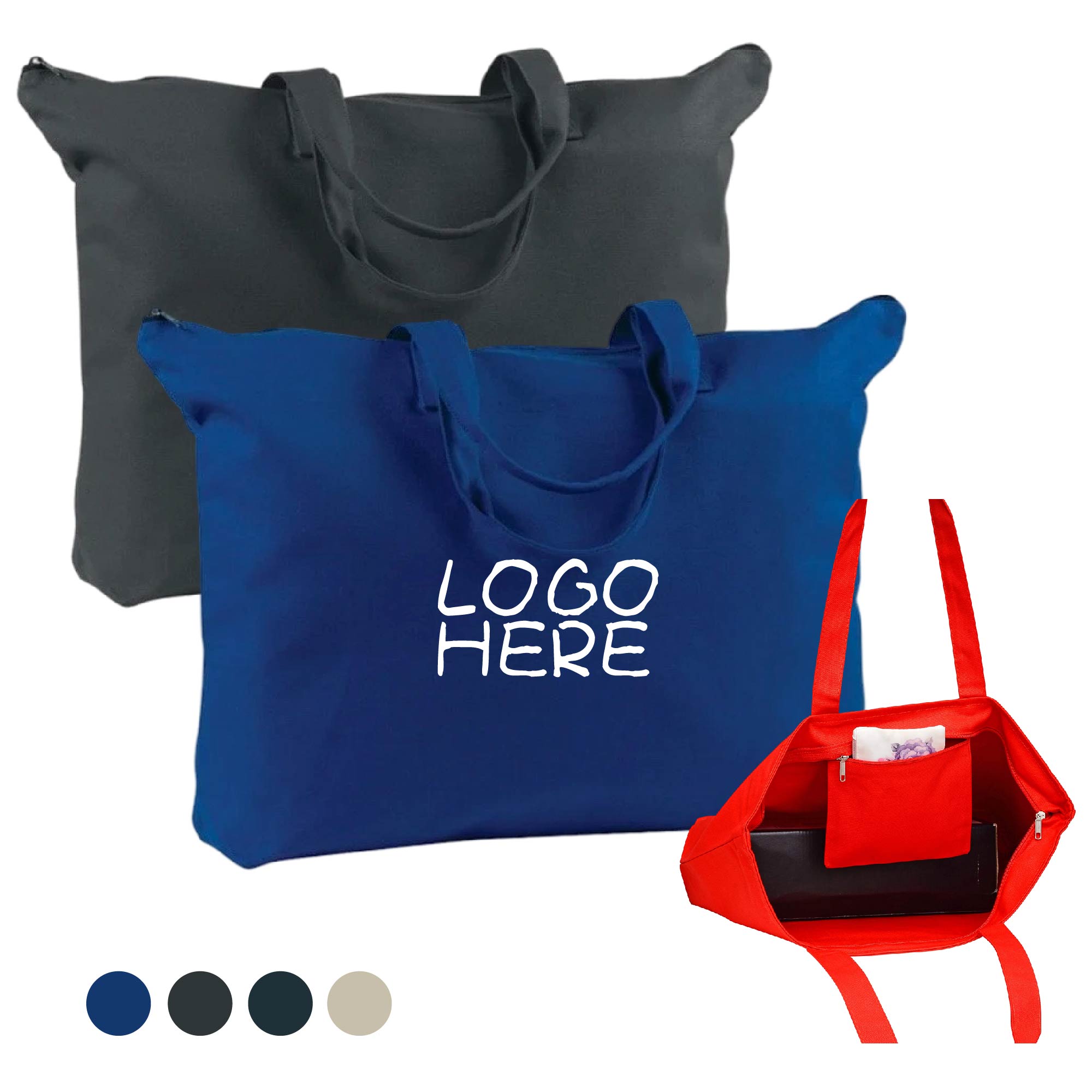 Canvas Zippered Tote, custom tote bag with logo imprint 6