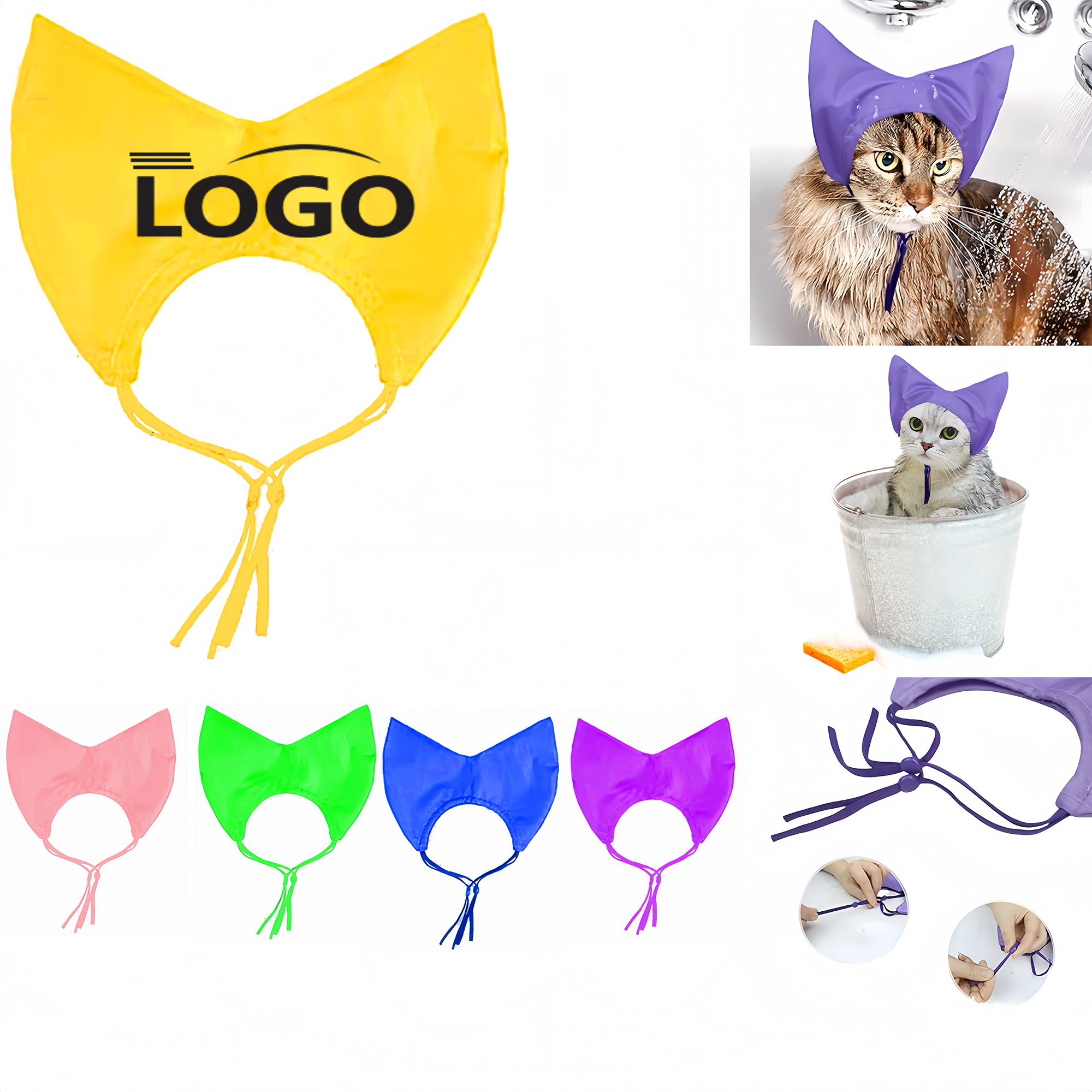 Adjustable Waterproof Cat Shower Cap 3