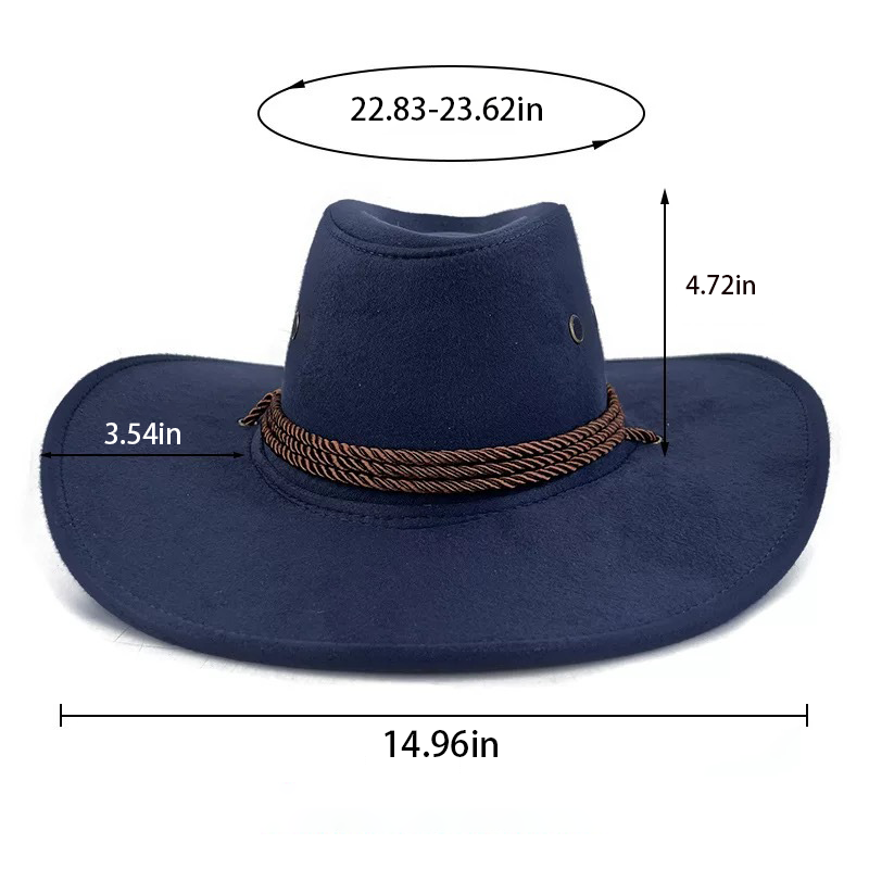 Vintage Suede Braided Wide-Brim Cowboy Hat 5