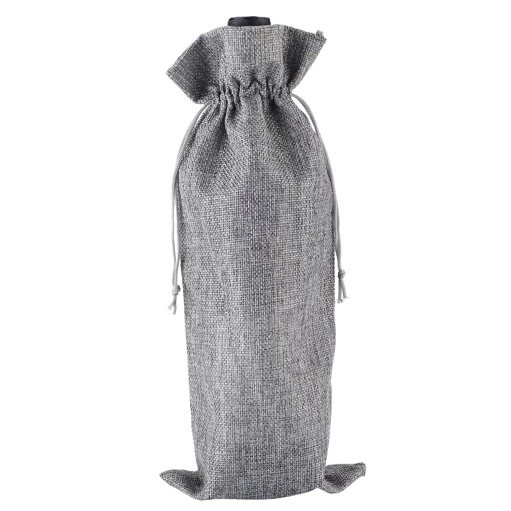 MOQ20 Burlap Wine Bag Set Drawstring Closure 18