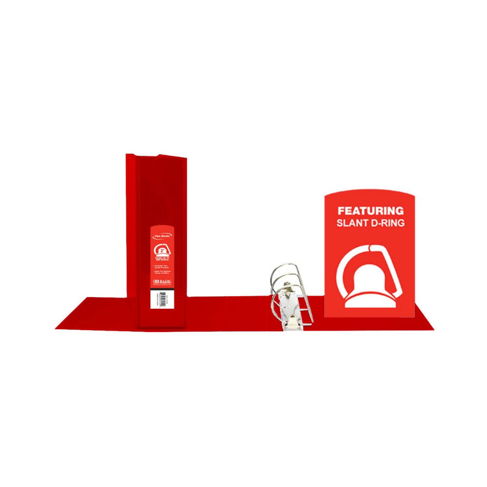 2" Slant-D Ring View Binders - Red 2 Pockets 2