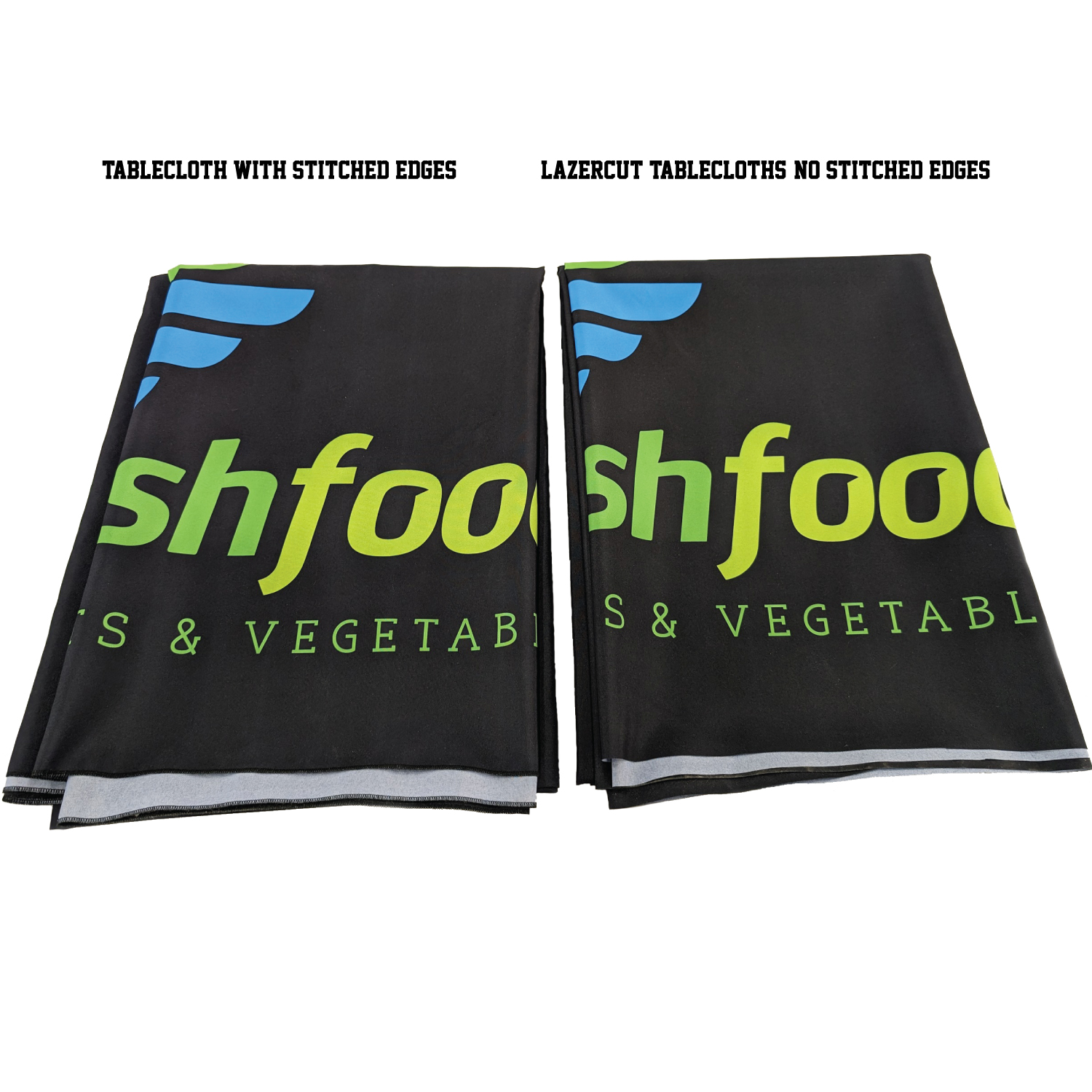 24Hr Express Ship - 8' LazerCut 3-Sided PREMIUM Sublimated Tablecloth, Drape Style, Open Back 1