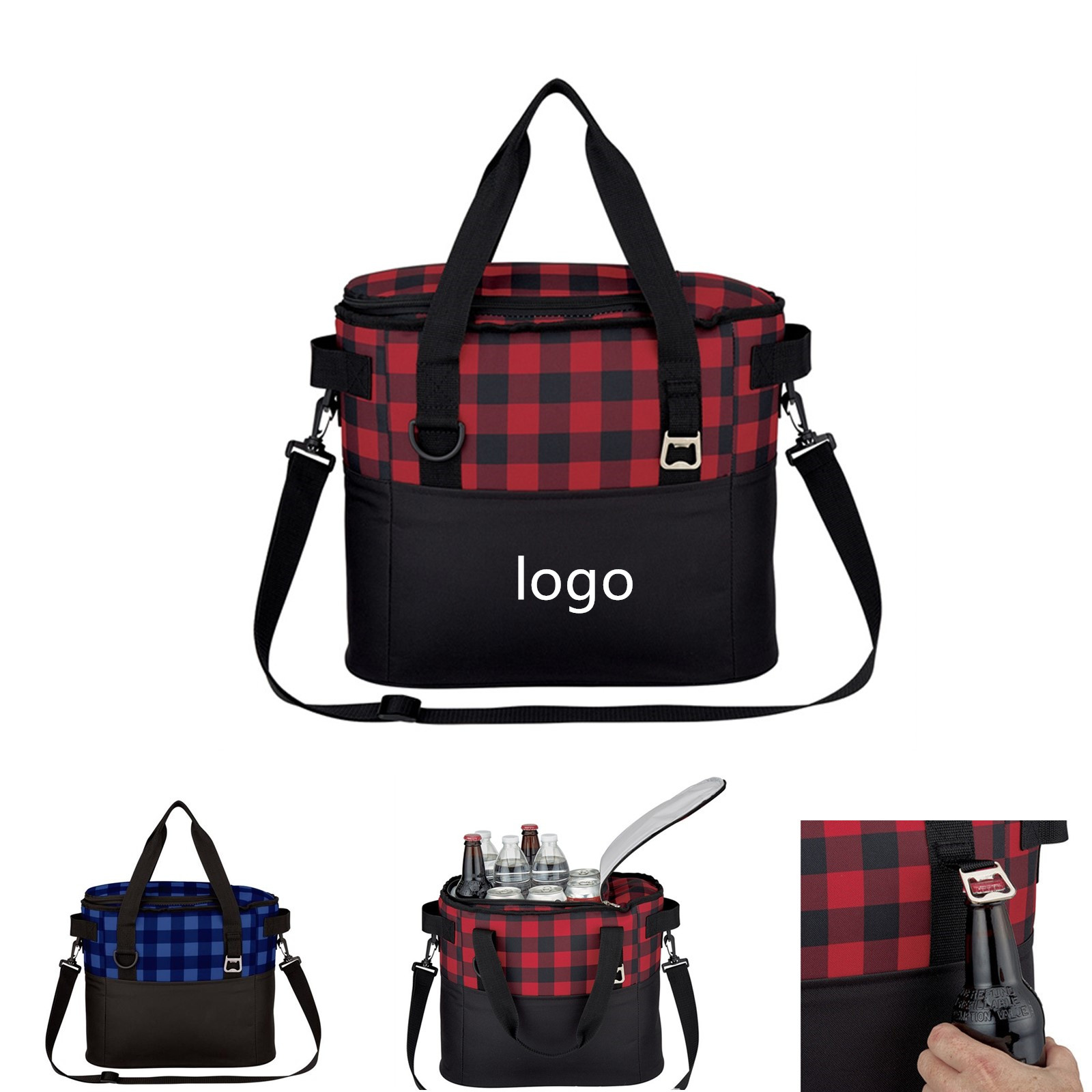 Buffalo Plaid Insulated Cooler Bag
