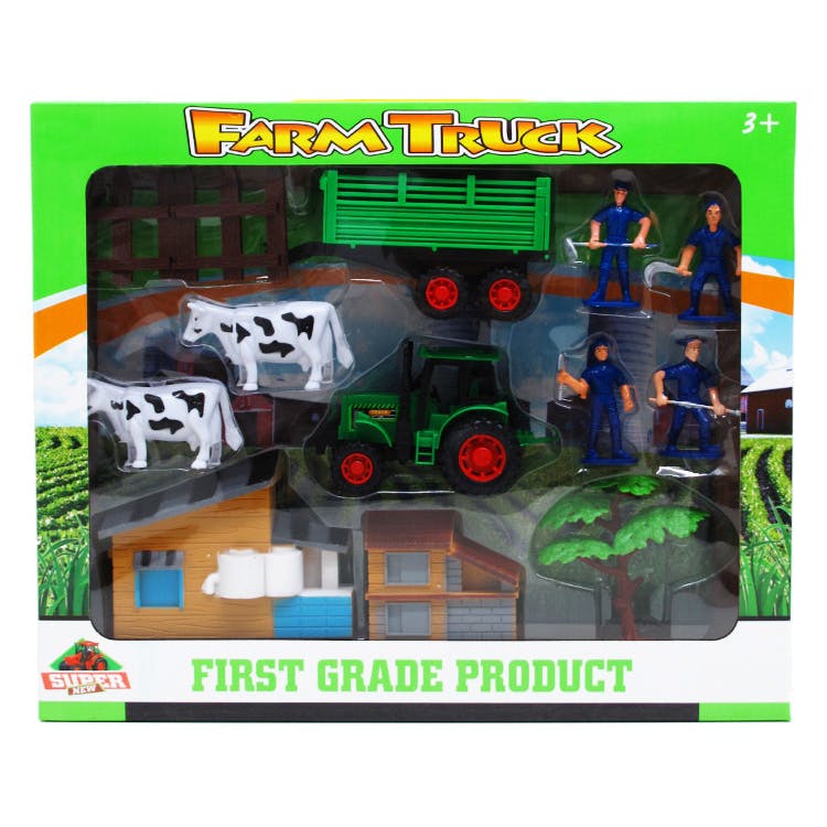 Farm Animal Playset with Tractor 12-Piece Set 3
