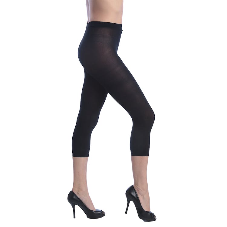 Women's Opaque Footless Capri Tights - Black One Size Fits Most 3