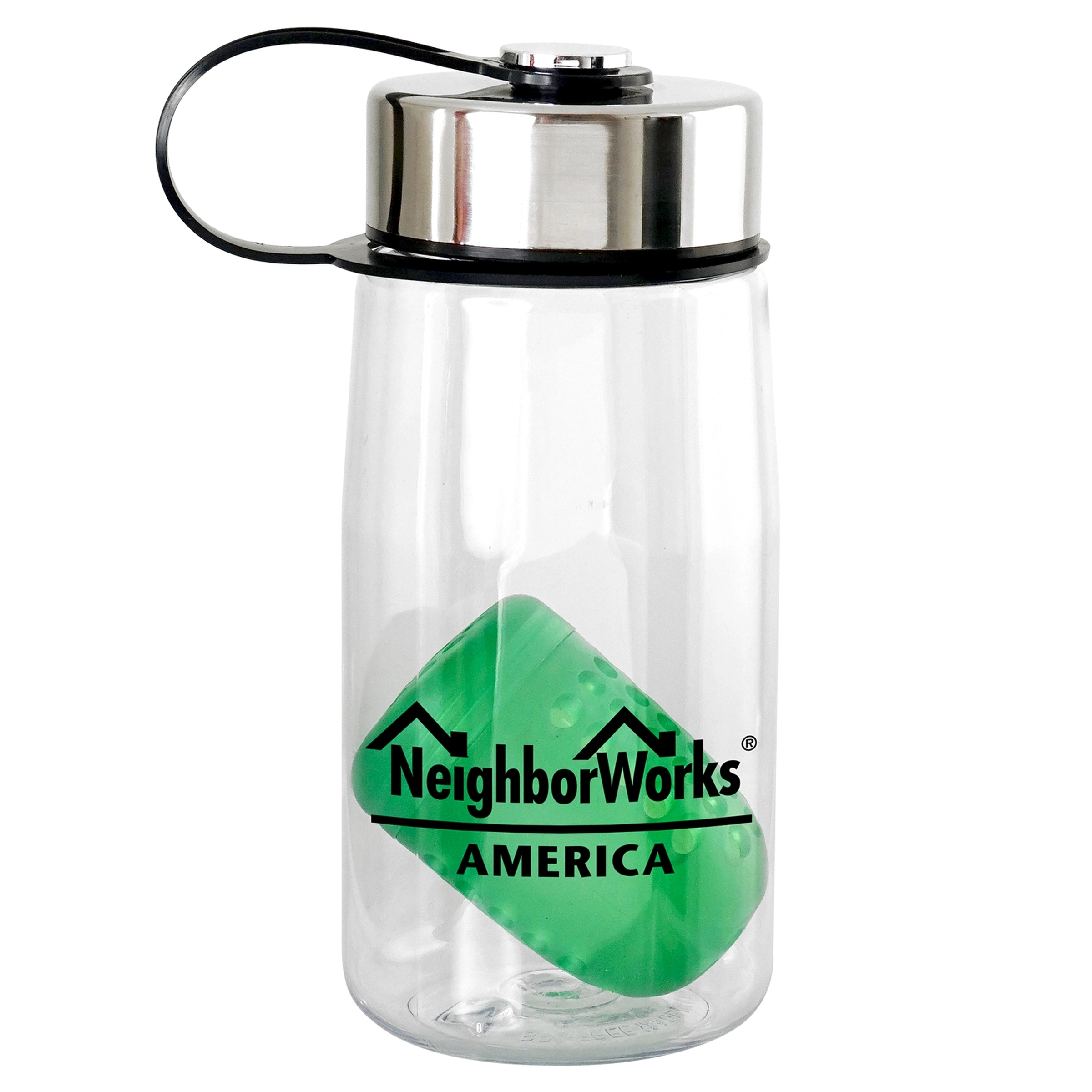 Metal Lanyard Lid 18 oz. Recycled Bottle with Floating Infus 4