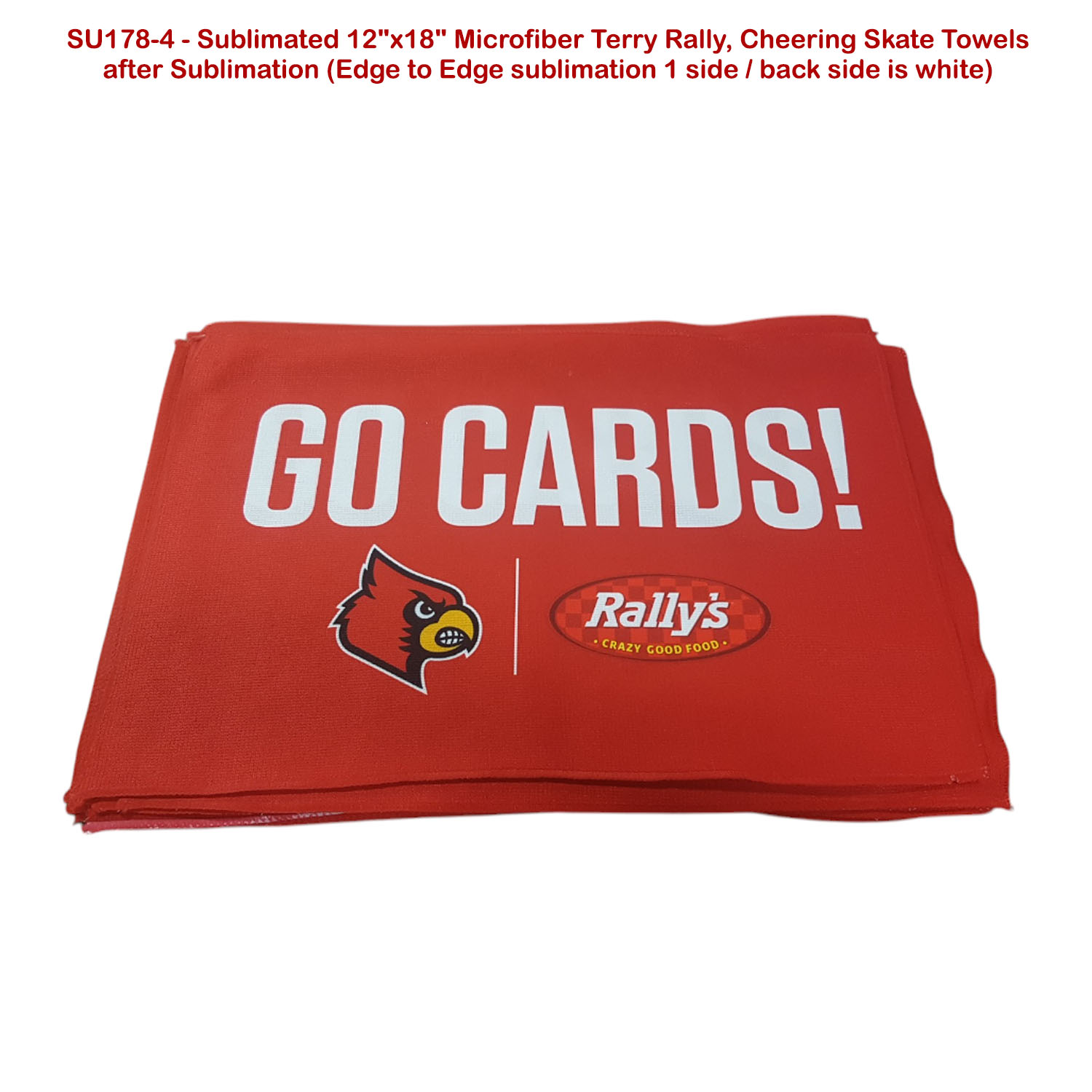 Colored Sublimated Rally, Skate Towels with Jersey stripes, 12x18 Sublimated Edge to Edge 1 side 34