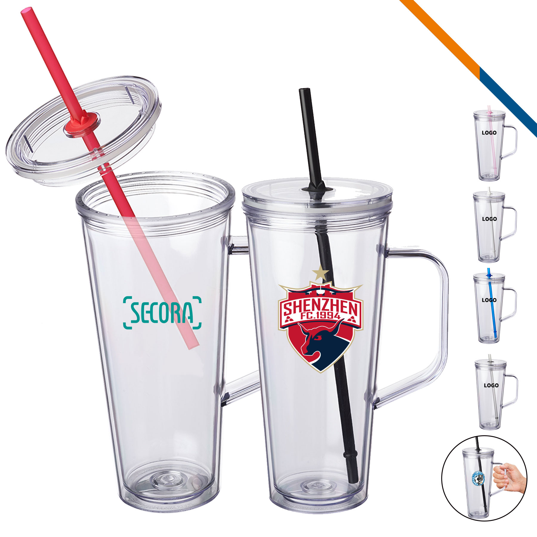 Marin Plastic Tumbler With Handle - 24 OZ.