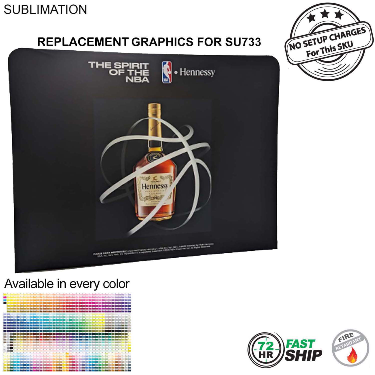 72 Hr Fast Ship - Replacement Graphics Double Sided 8'W x 8'H EuroFit Tension Fabric Slip on cover 5