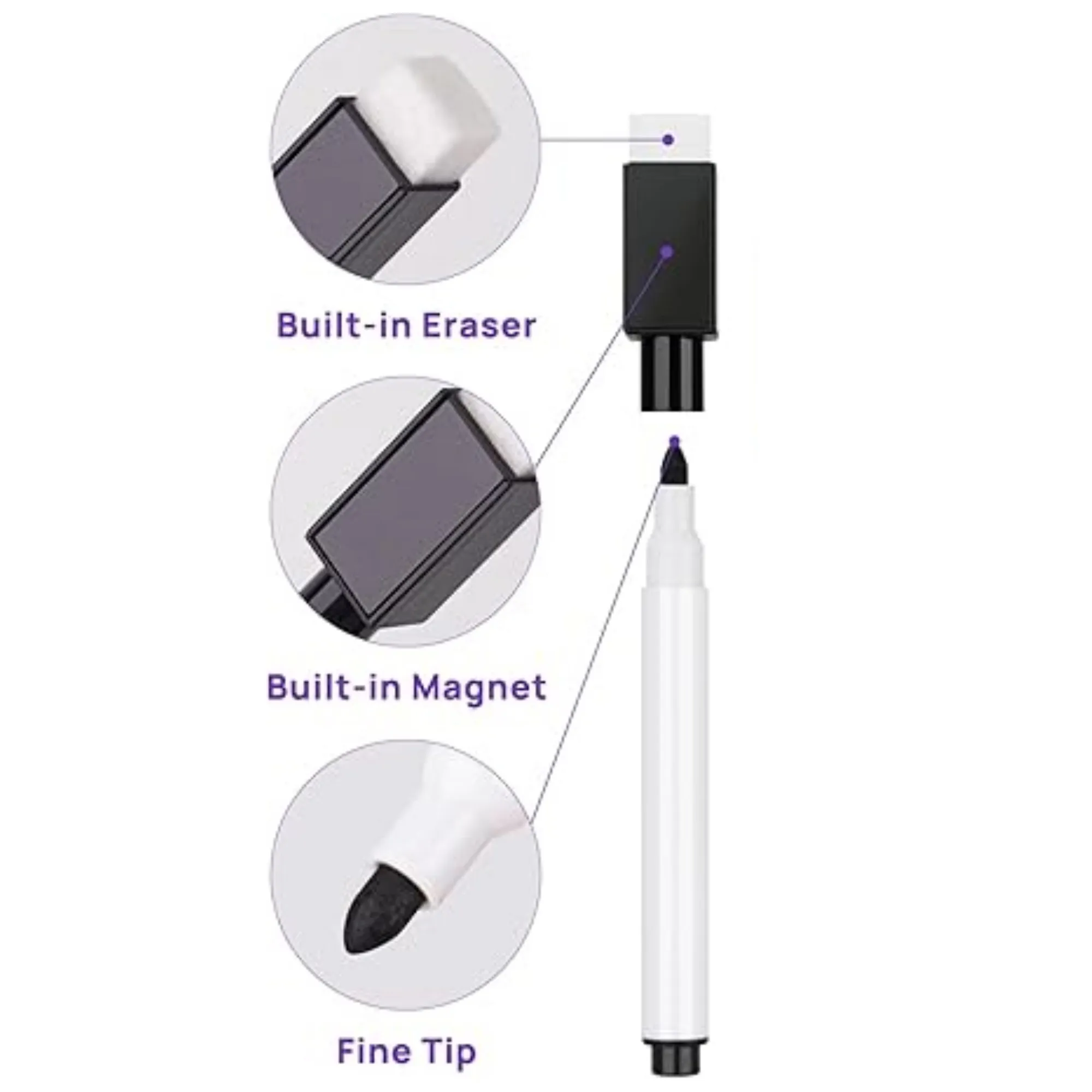 Colorful Magnetic Dry Erase Markers with Magnet & Eraser 11