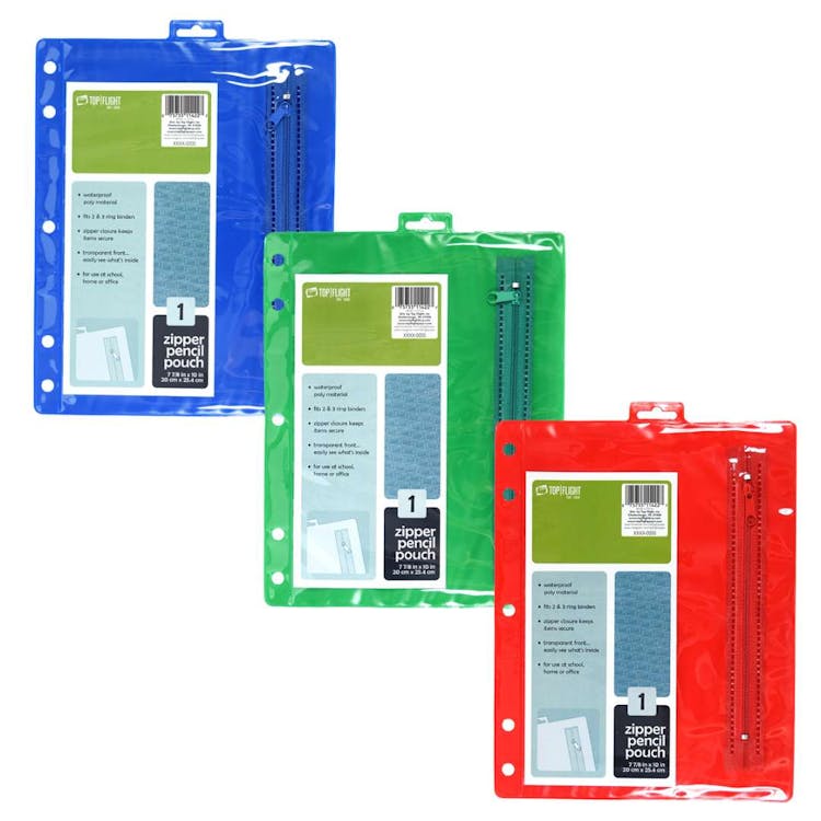 Zipper Poly Pencil Pouch Assorted 3