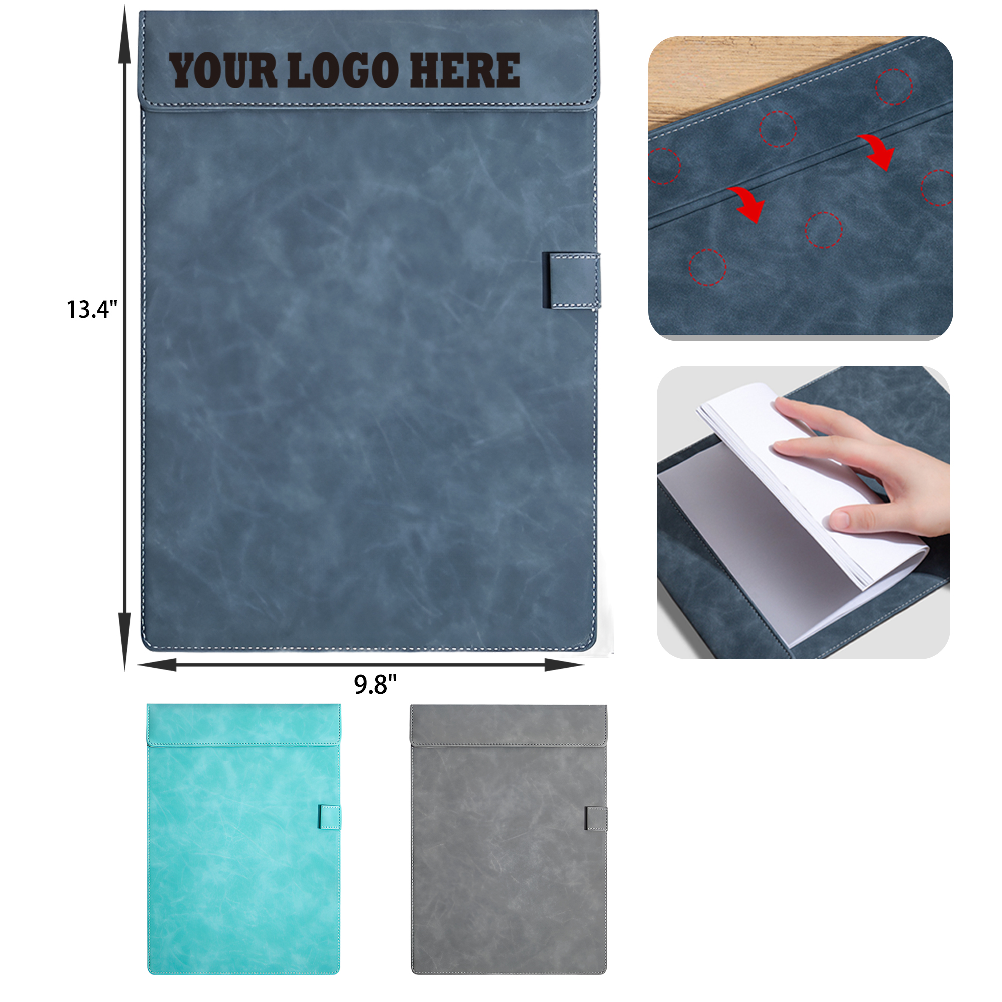 MOQ 50 PCS Leather A4 Practical Magnetic Folder 6