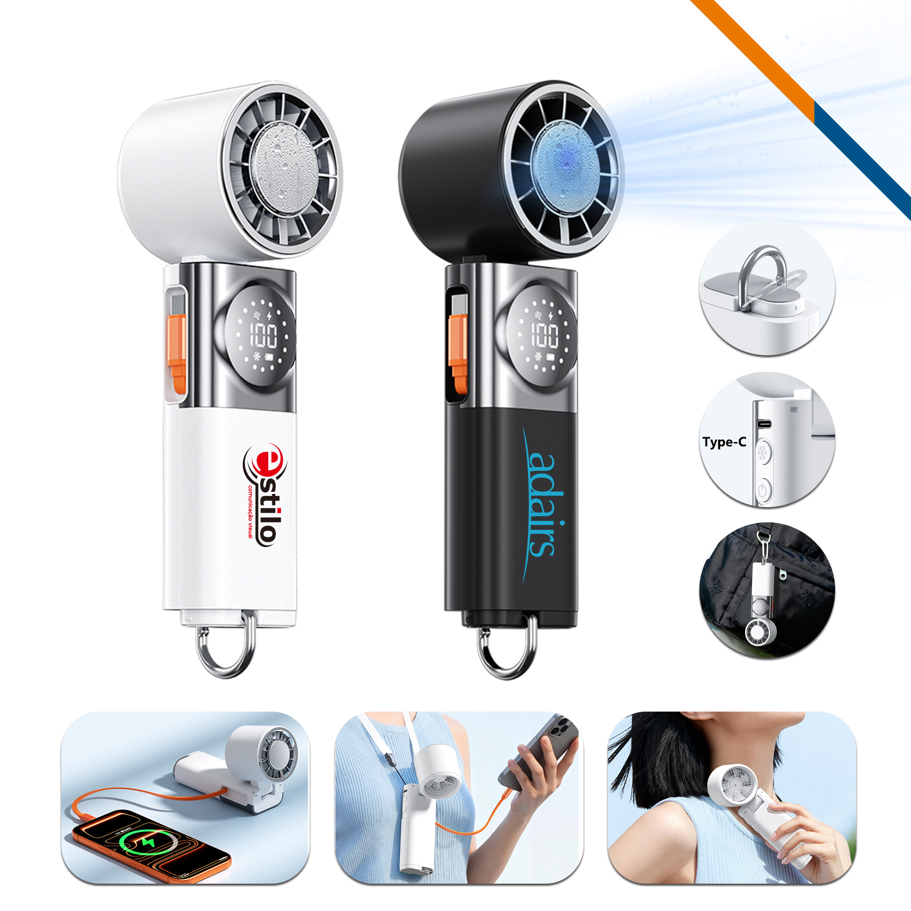 CoolPuff 2in1 100 Speeds Foldable Ice Cooling Fan